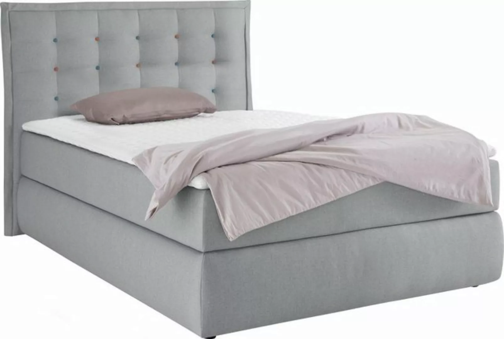 INOSIGN Boxspringbett Sagres, Kopfteil mit 2farbiger Flatterbiese und zweif günstig online kaufen