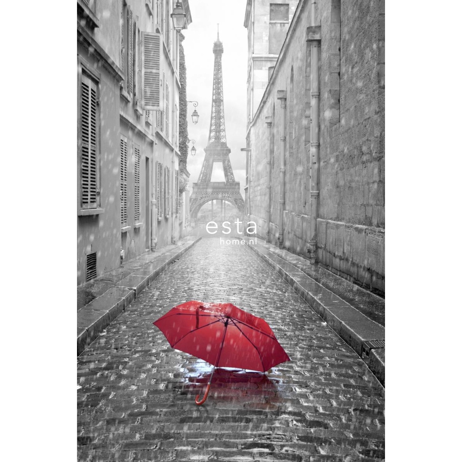 ESTAhome Fototapete Paris Ansicht Grau und Rot 1,86 x 2,79 m 158811 günstig online kaufen