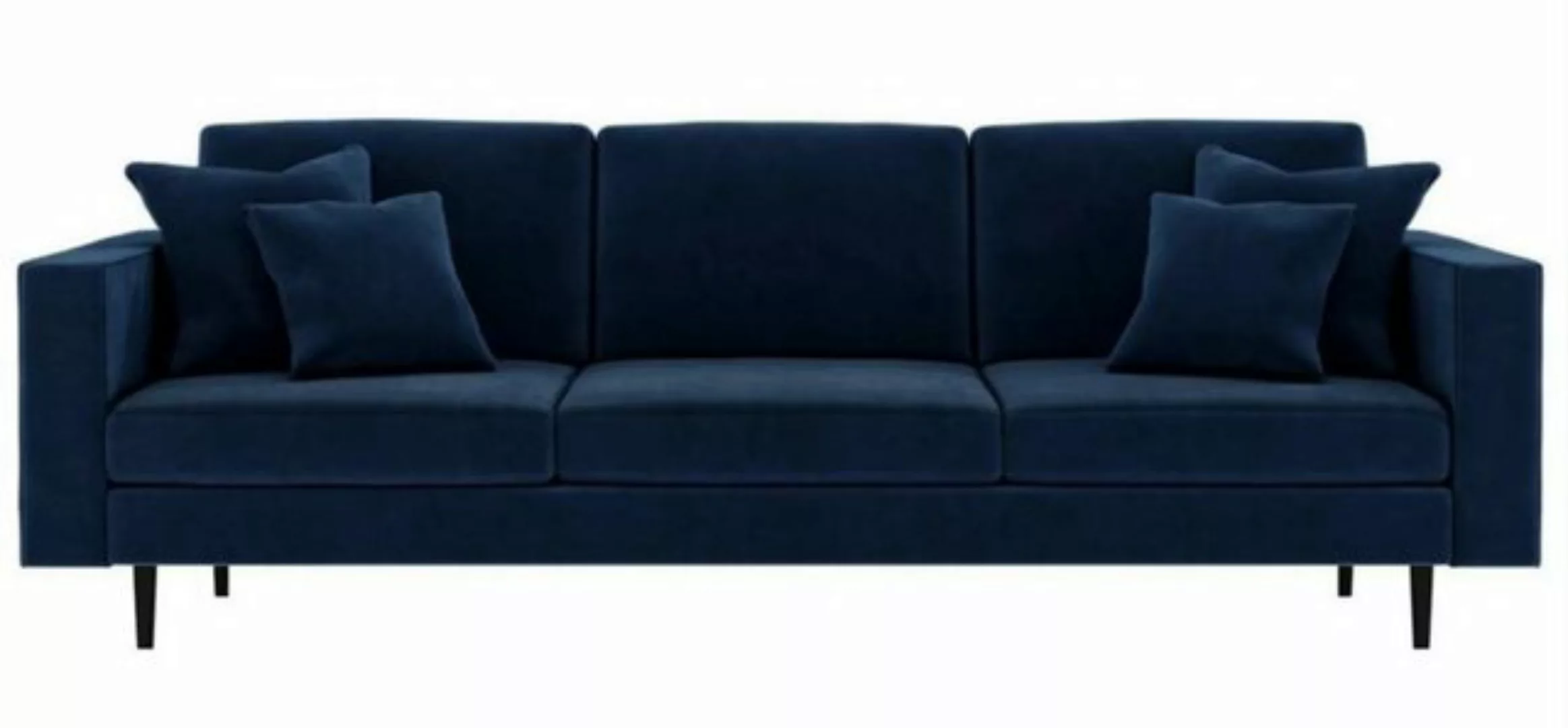 Xlmoebel Sofa Blaues Vier-Personen-Stoff-Wohnzimmerdesign-Sofa mit Samt-Pol günstig online kaufen