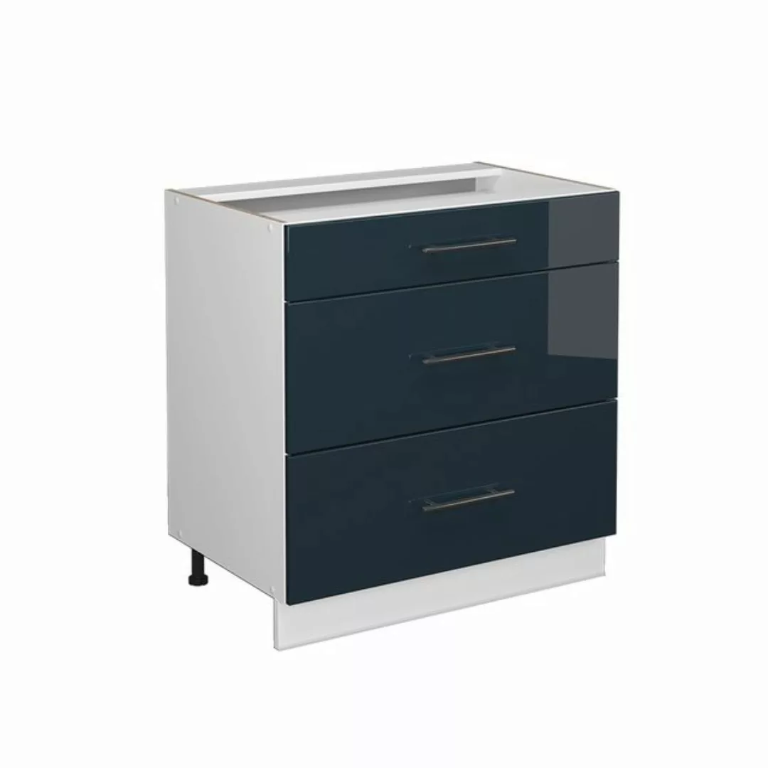 Vicco Unterschrank Fame-Line, Dunkelblau Hochglanz/Goldkraft Eiche, 80 cm m günstig online kaufen