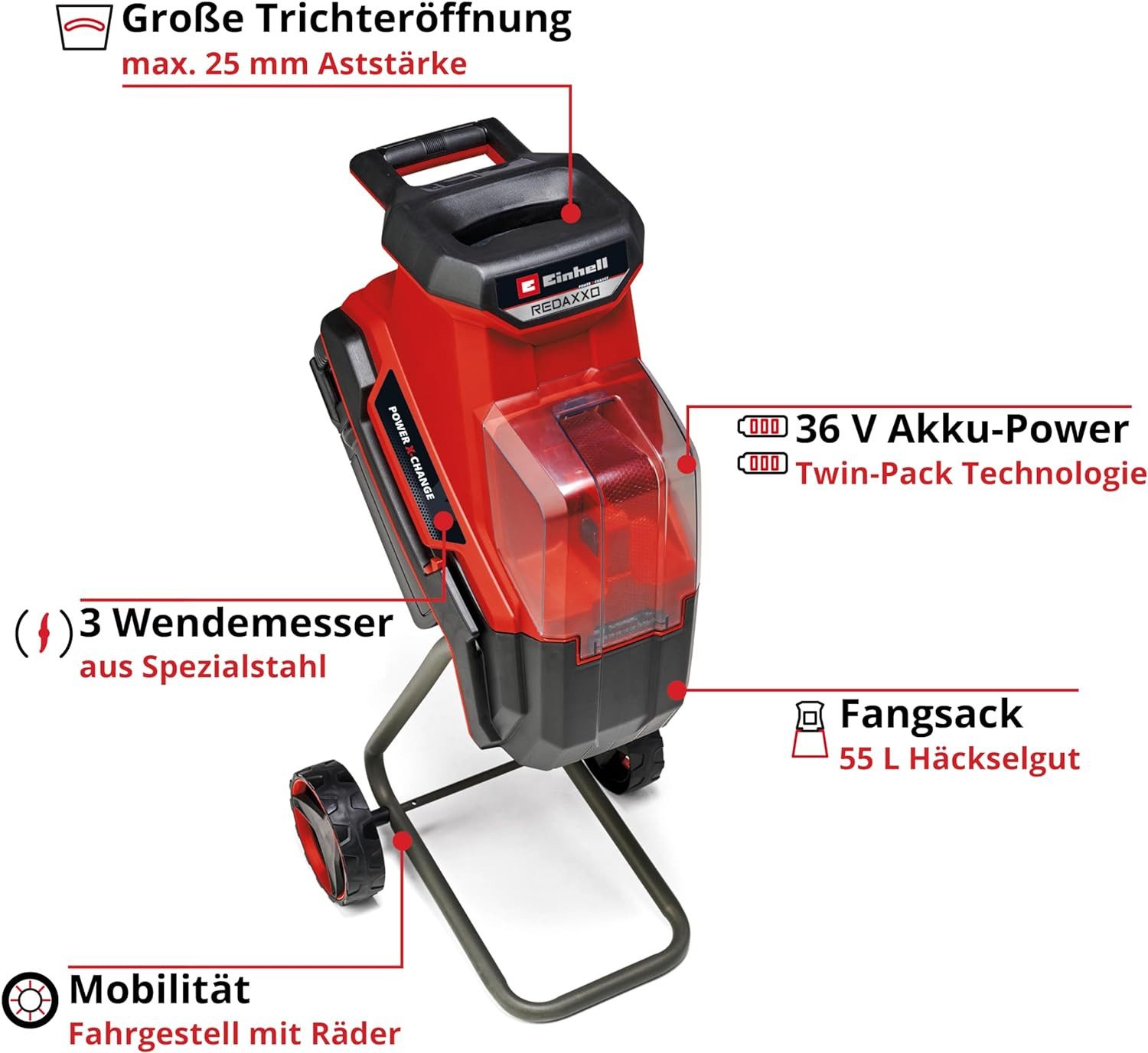 Einhell Messerhäcksler Akku-Messerhäcksler REDAXXO 36/25 Solo günstig online kaufen