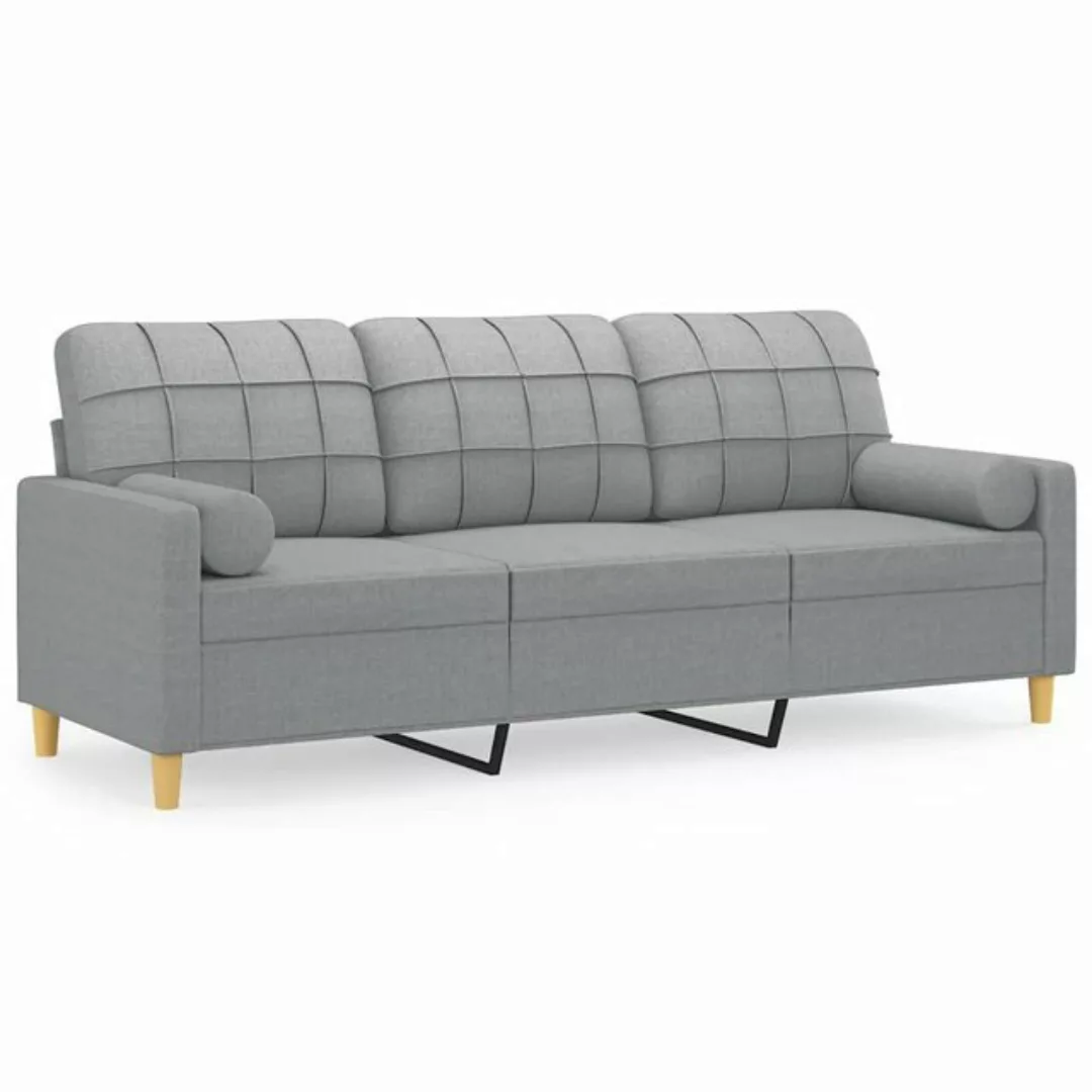 vidaXL Sofa 3-Sitzer-Sofa mit Zierkissen Hellgrau 180 cm Stoff günstig online kaufen