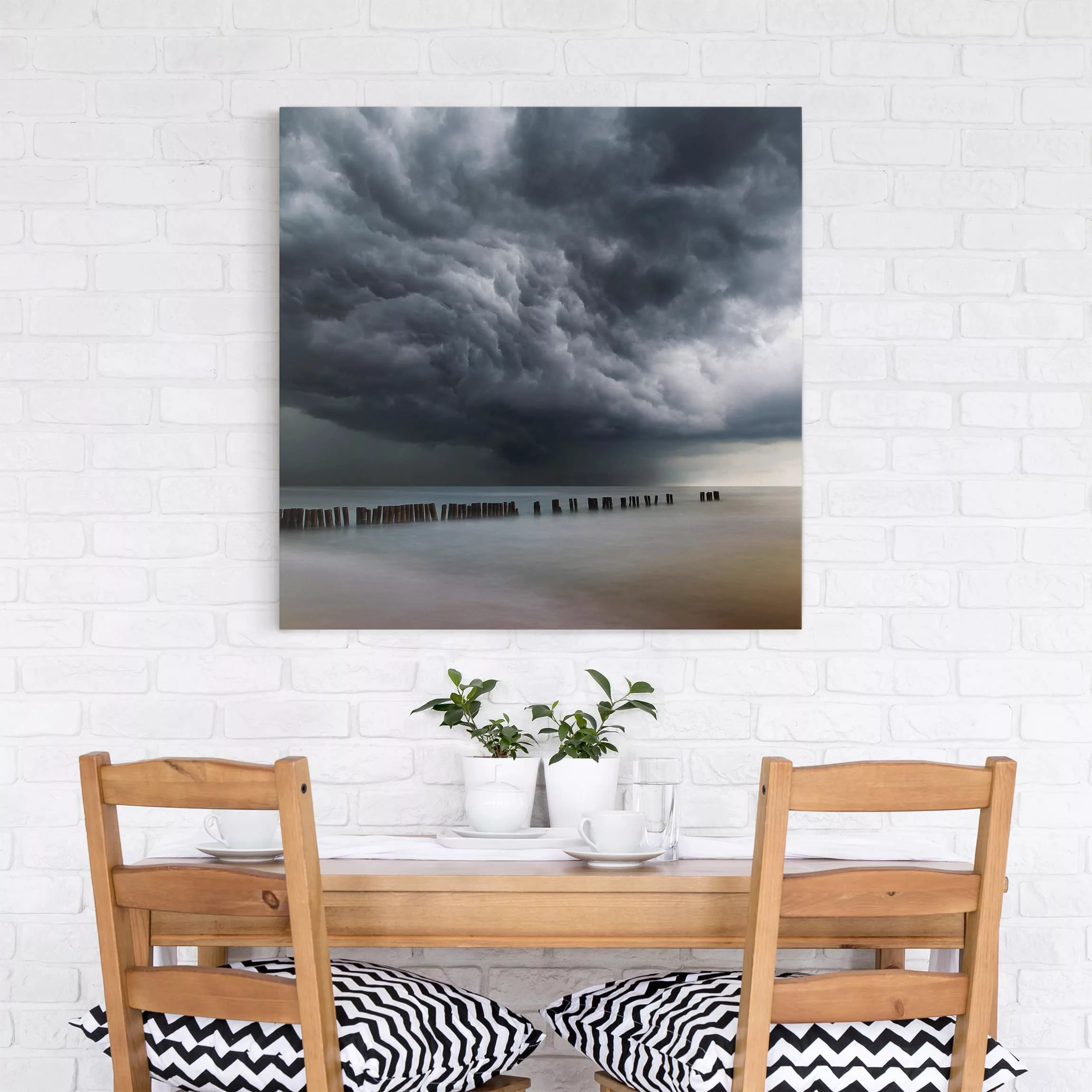 Leinwandbild Strand - Quadrat Sturmwolken über der Ostsee günstig online kaufen