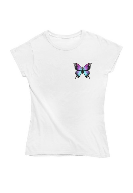 Novux T-Shirt Turquoise Butterfly Damen Tshirt farbe Weiß günstig online kaufen