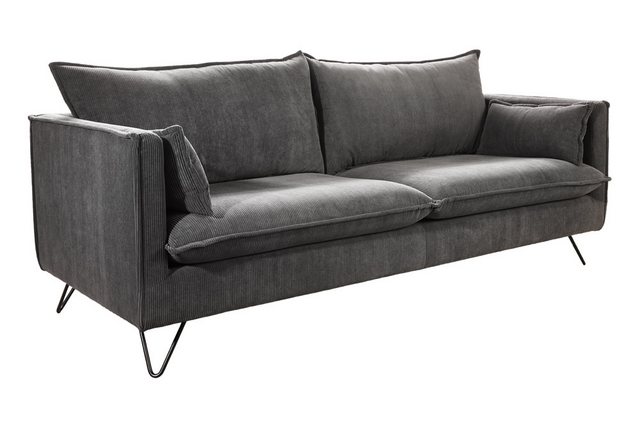 riess-ambiente 3-Sitzer ROCCO 195cm grau · Sofa mit Cord-Bezug & Federkern- günstig online kaufen