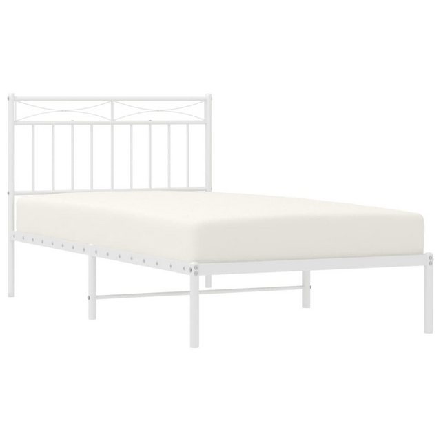 vidaXL Bett Bettgestell mit Kopfteil Metall Weiß 100x190 cm günstig online kaufen