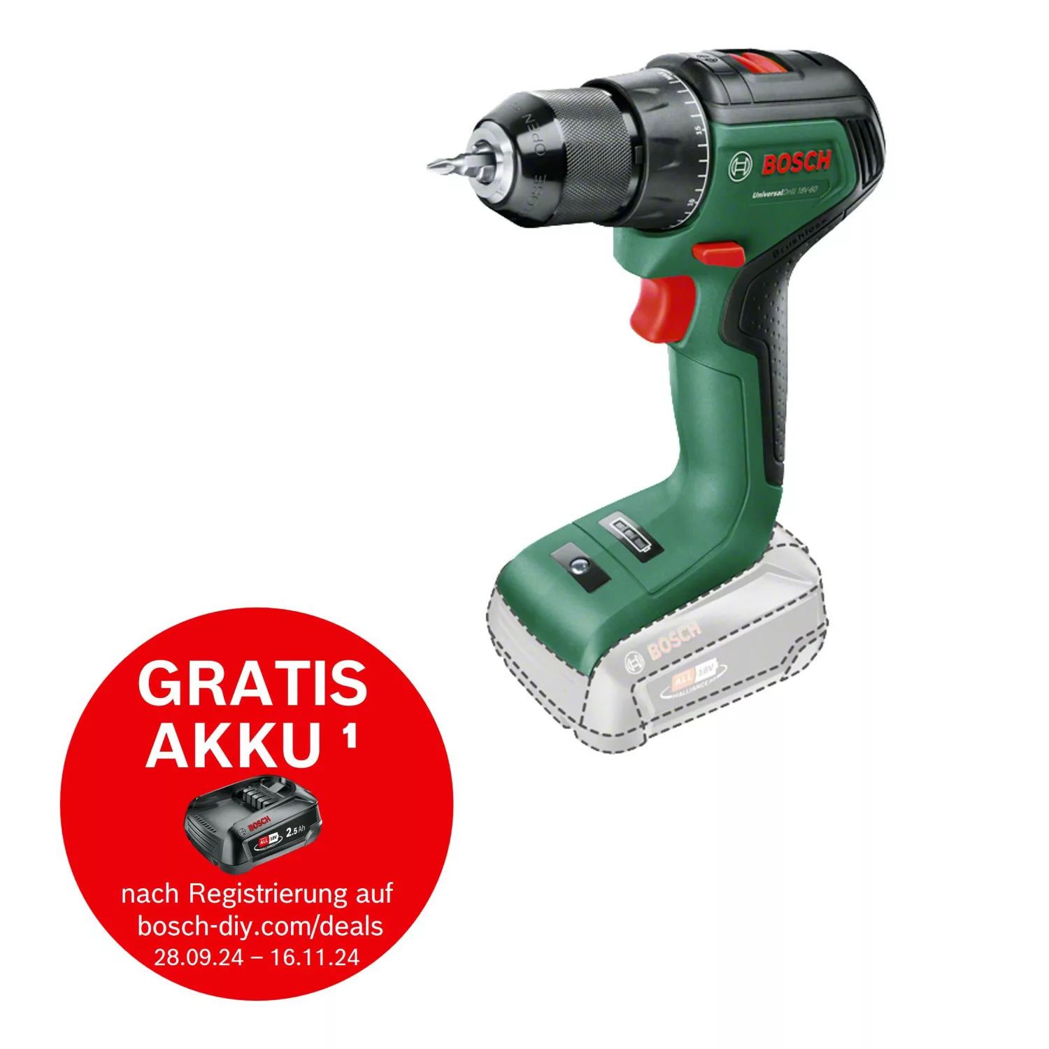 Bosch 18 V Akku-Bohrschrauber UniversalDrill 18V-60 Solo günstig online kaufen