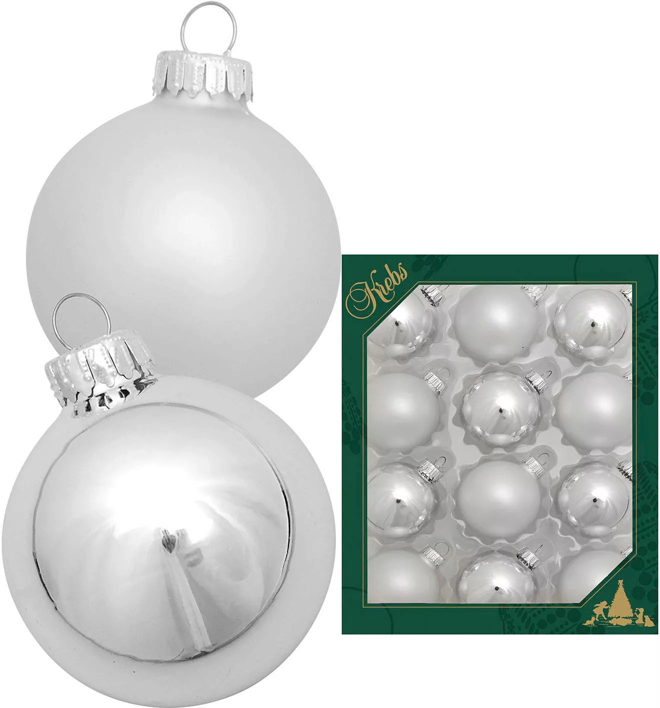 Krebs Glas Lauscha Weihnachtsbaumkugel "Glaskugelsortiment Silberfarben Gla günstig online kaufen