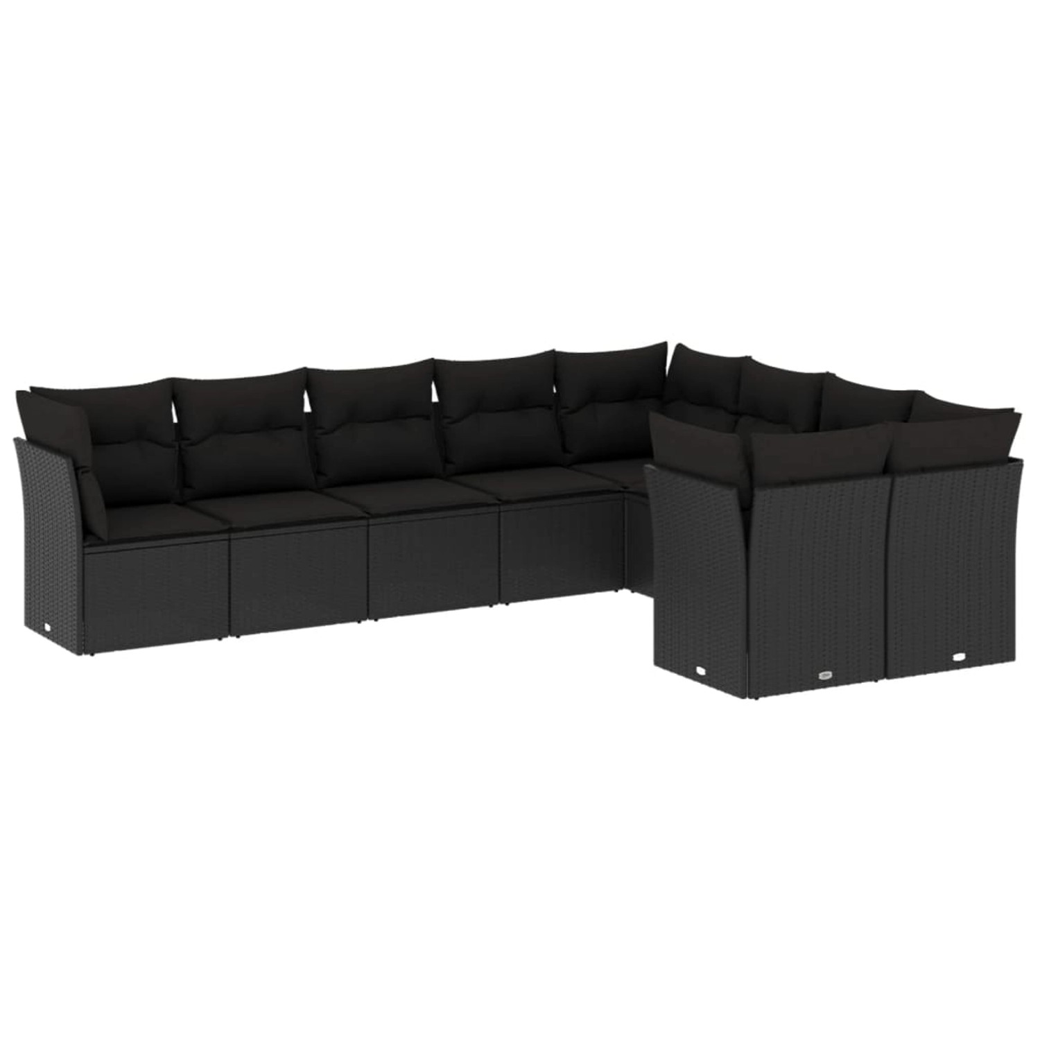 vidaXL 9-tlg Garten-Sofagarnitur mit Kissen Schwarz Poly Rattan Modell 45 günstig online kaufen