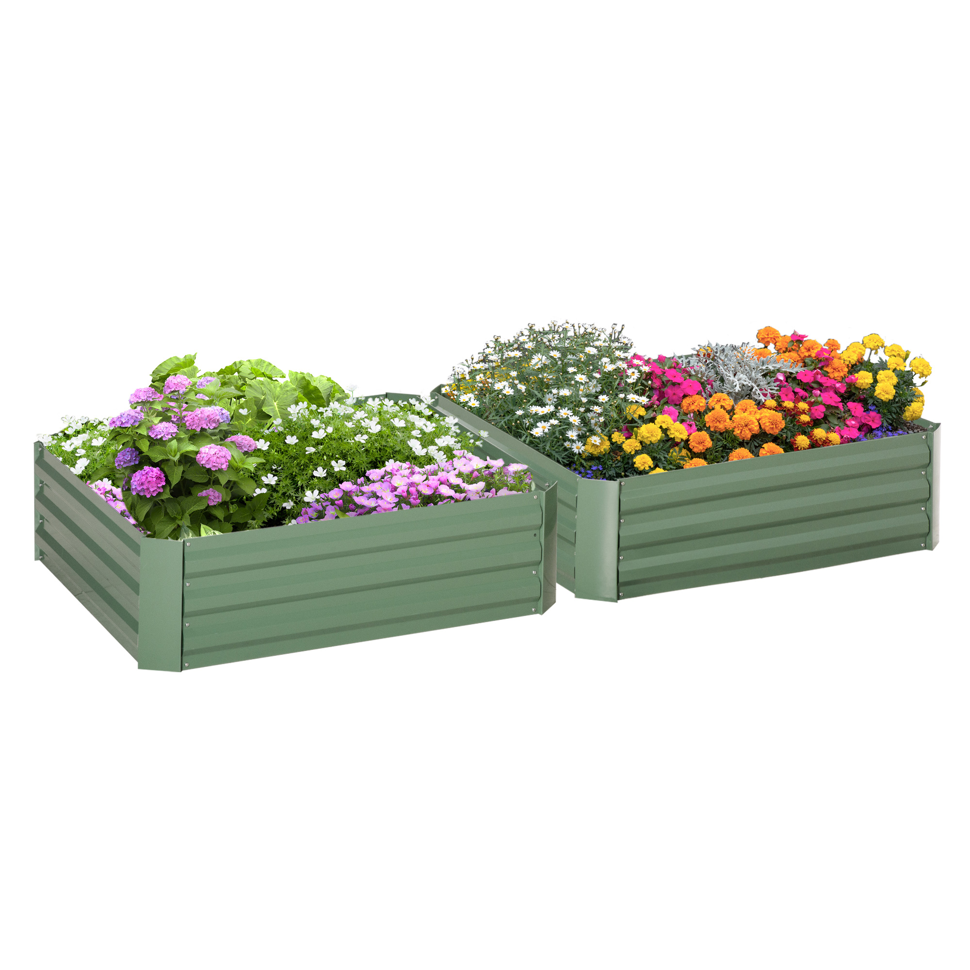 HOMCOM Gartenbeet Pflanzkasten 100x100x30cm aus verzinktem Stahl in Grün fü günstig online kaufen