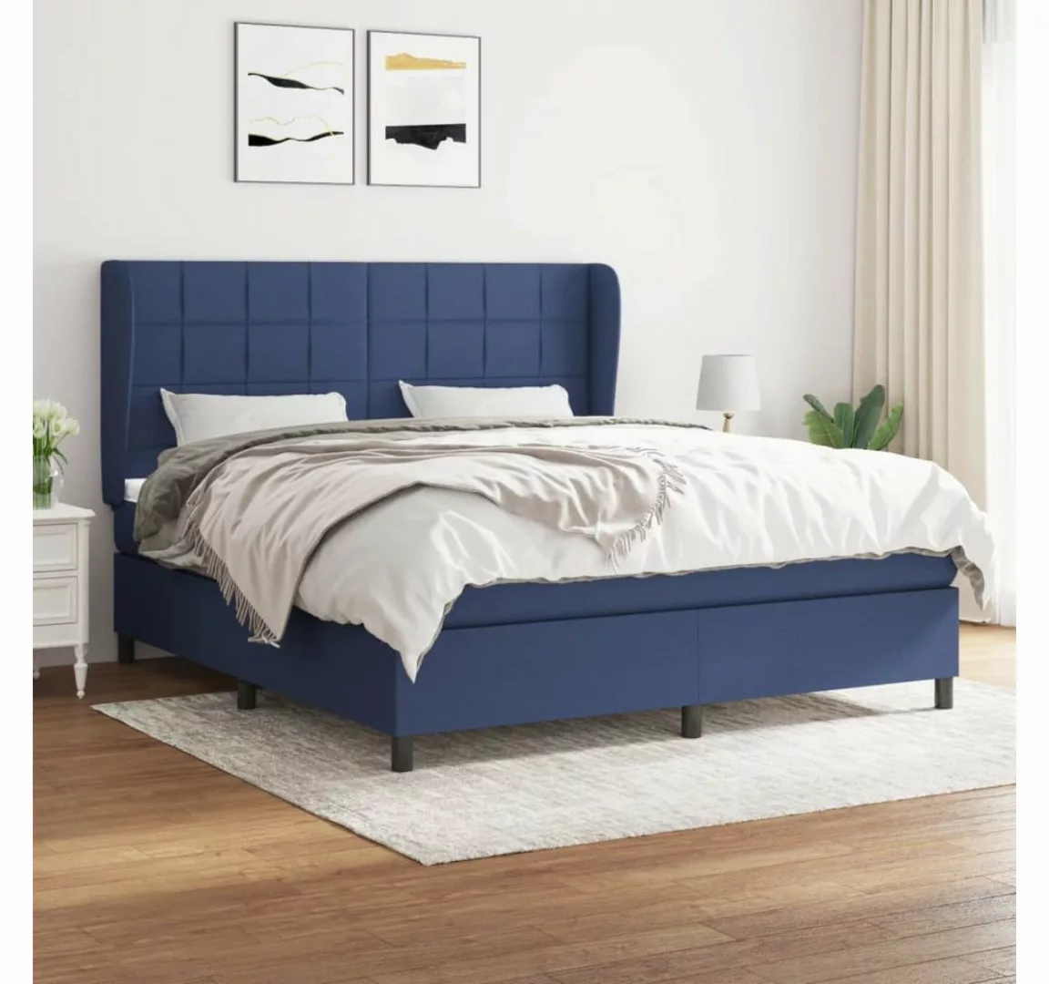 vidaXL Boxspringbett Boxspringbett mit Matratze Blau 180x200 cm Stoff Bett günstig online kaufen