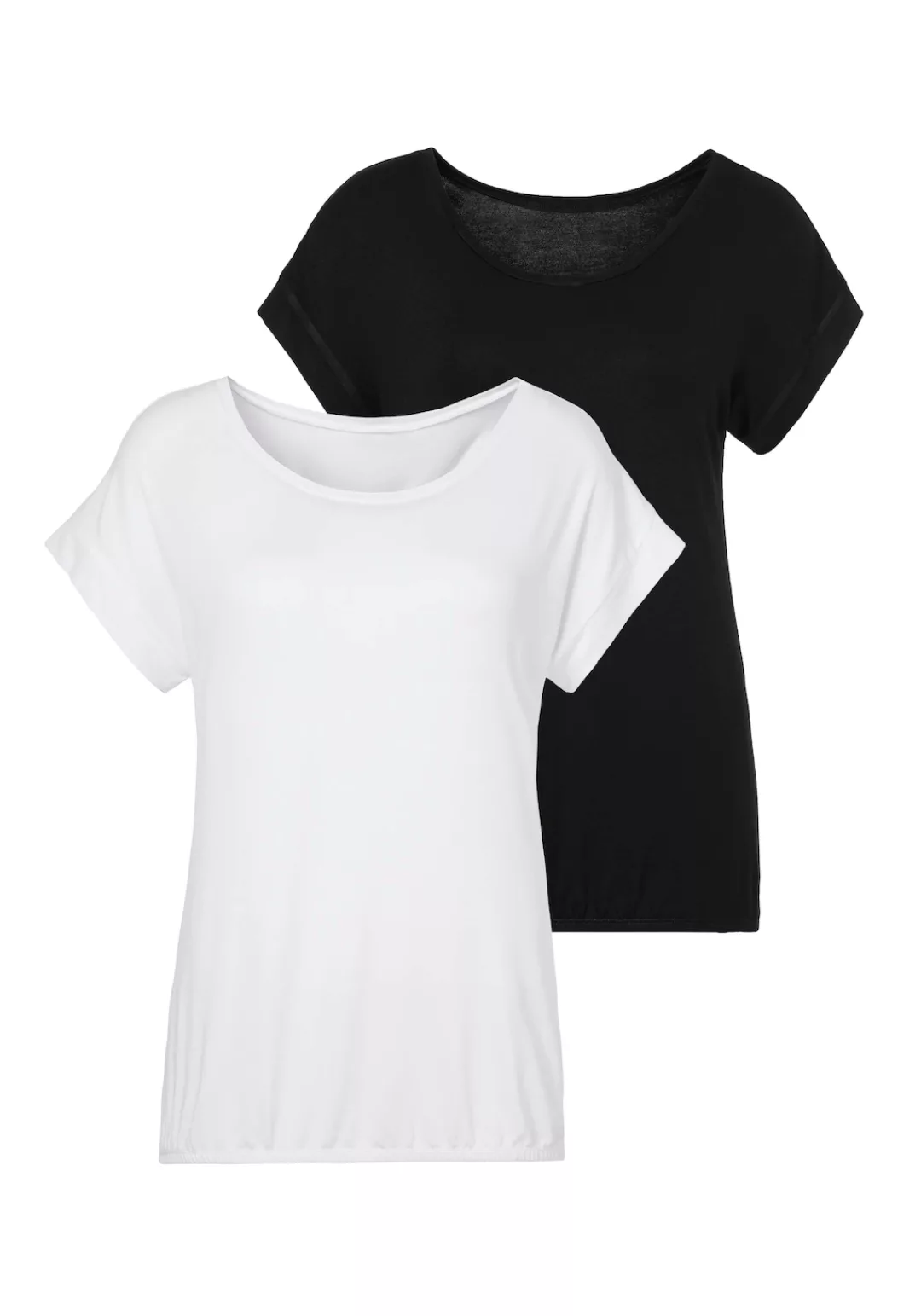 Vivance T-Shirt (2er-Pack) mit elastischem Saumabschluss günstig online kaufen