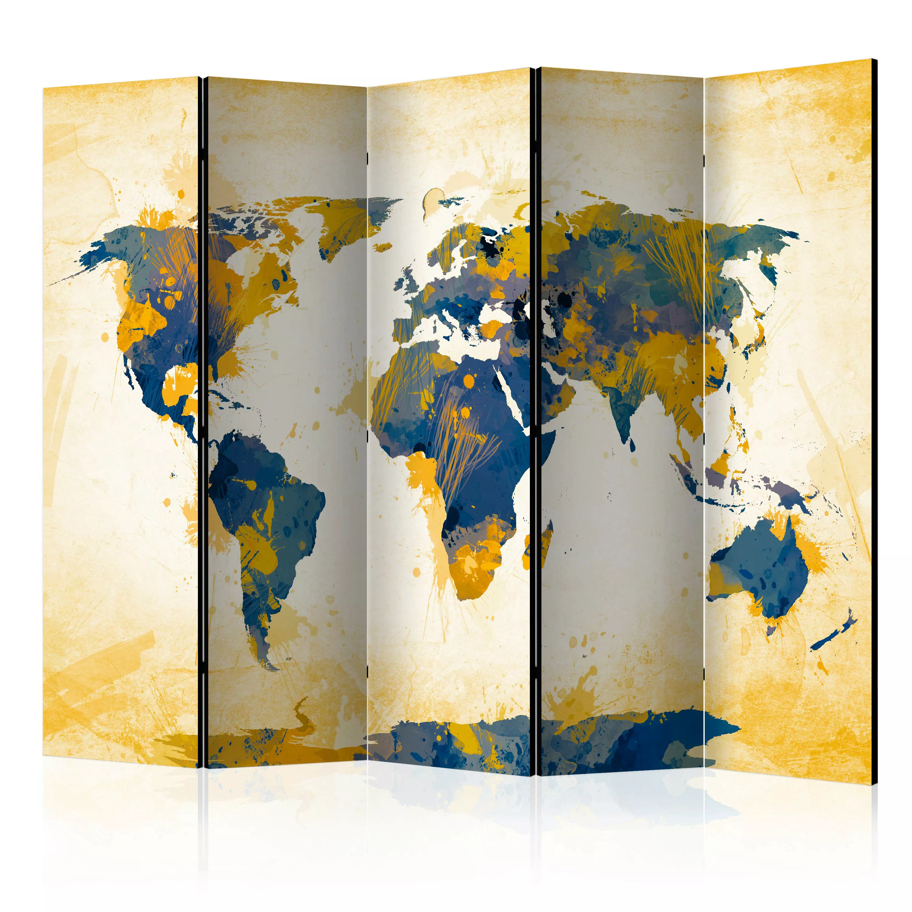 5-teiliges Paravent - Map Of The World - Sun And Sky Ii [room Dividers] günstig online kaufen