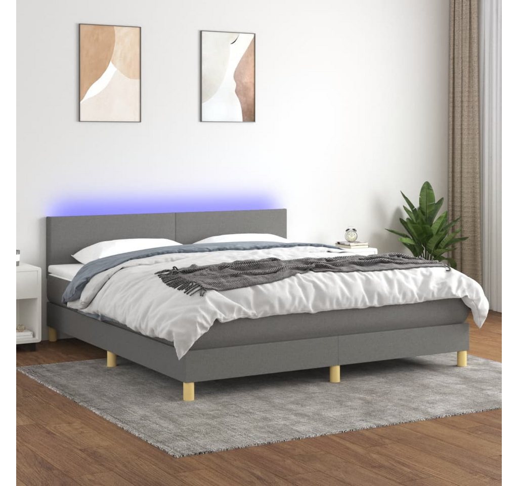 vidaXL Boxspringbett Boxspringbett mit Matratze LED Dunkelgrau 180x200 cm S günstig online kaufen