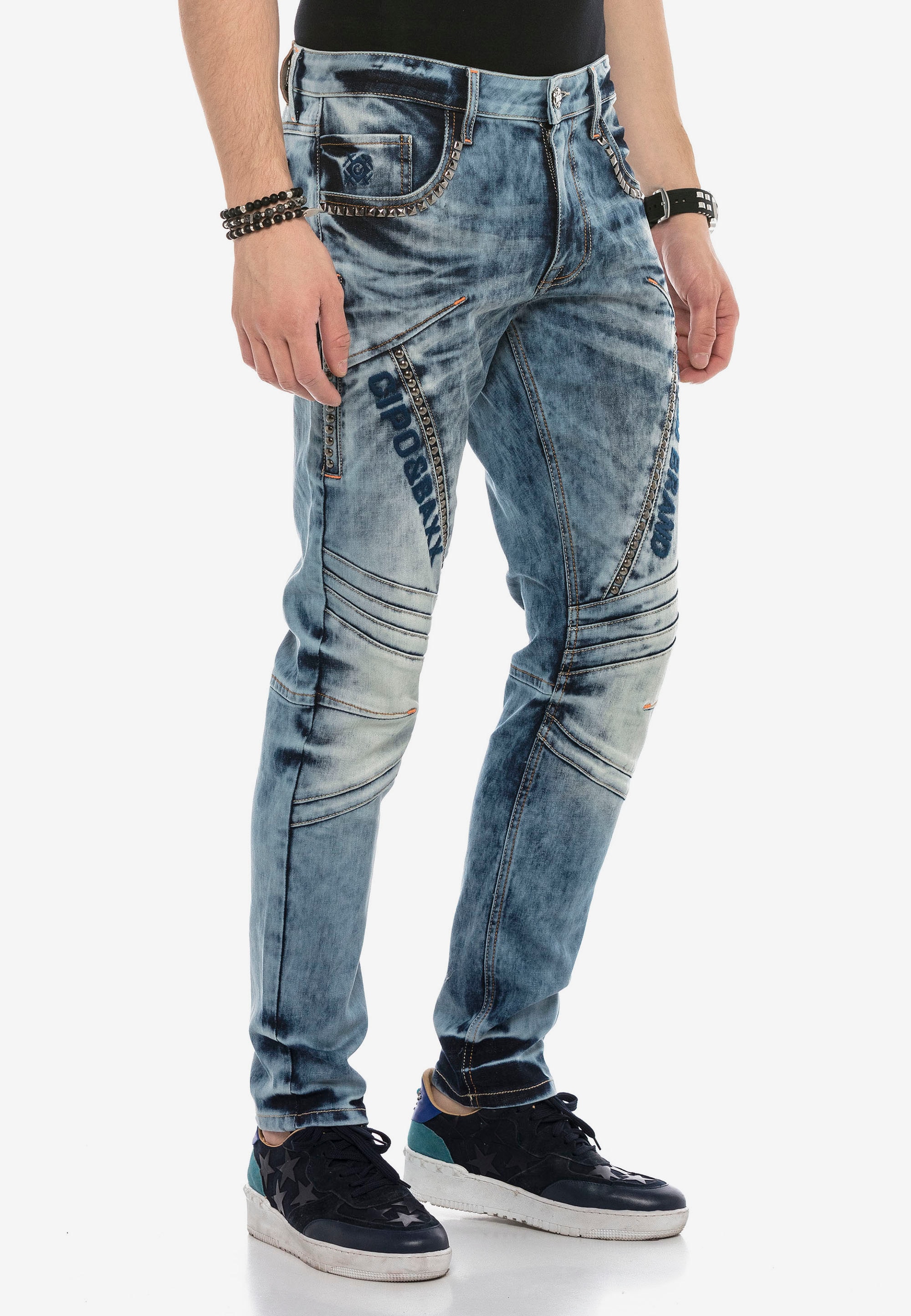 Cipo & Baxx Straight-Jeans, im lässigen Biker-Look günstig online kaufen