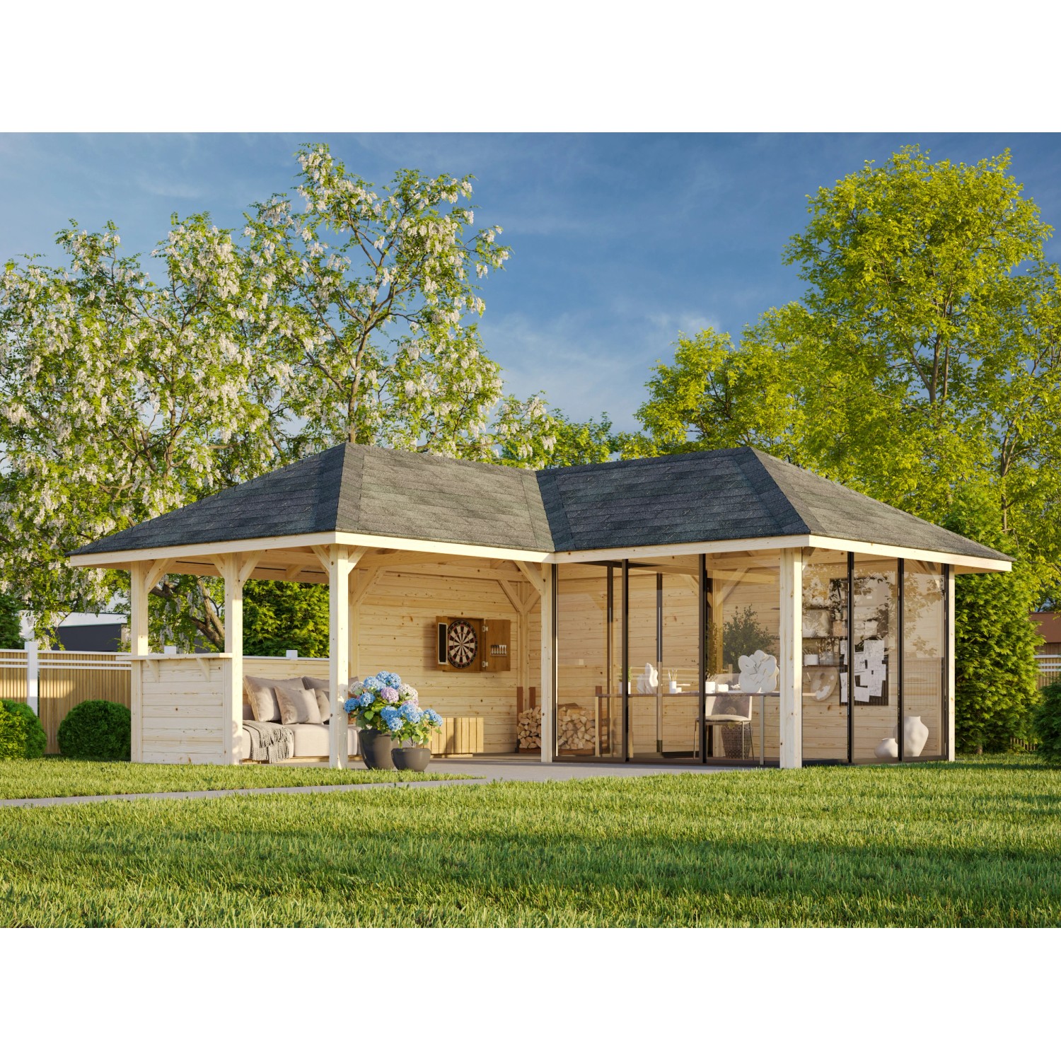 Palmako Pavillon Bianca Set 510 Slide Plus 588 x 588 cm Lackiert Weiß FSC® günstig online kaufen