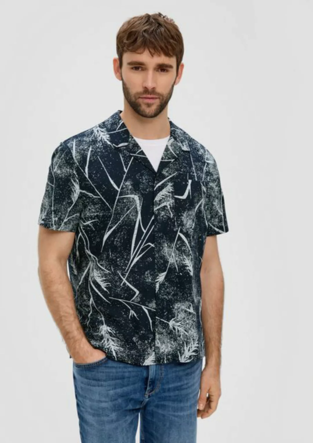 s.Oliver Kurzarmhemd Regular: Hemd aus Viskosemix Blende günstig online kaufen