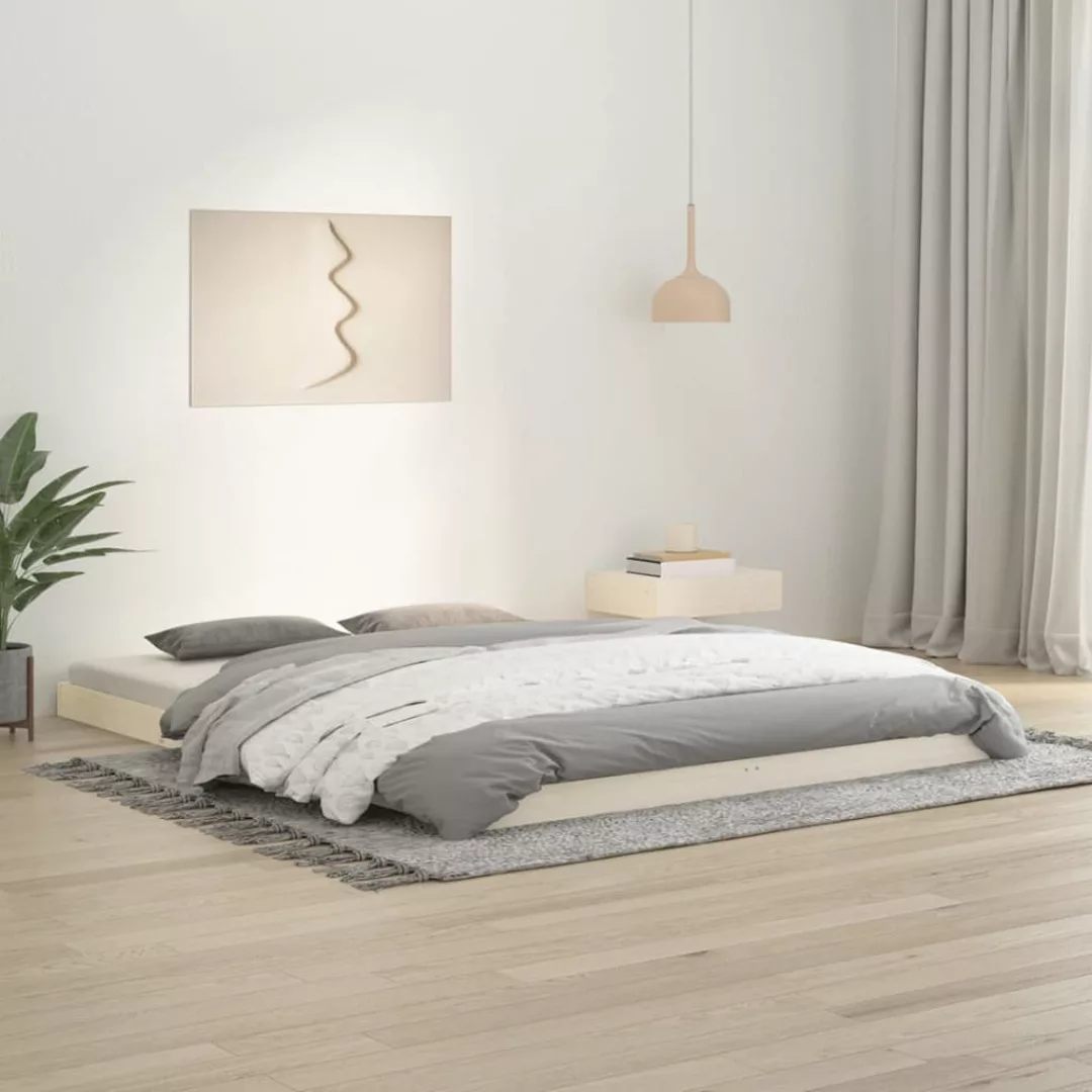 vidaXL Bettgestell Massivholzbett Weiß 150x200 cm Kiefer 5FT King Size Bett günstig online kaufen