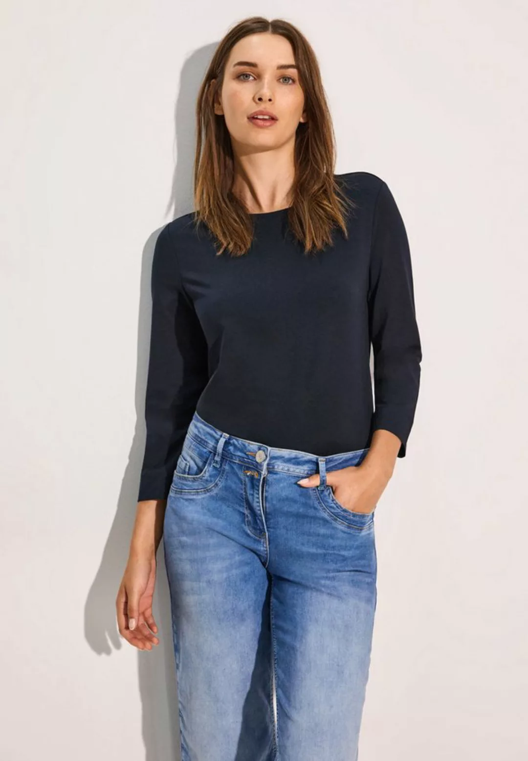 Cecil 3/4-Arm-Shirt Cecil Basic Shirt in Universal Blue (1-tlg) Nicht Vorha günstig online kaufen