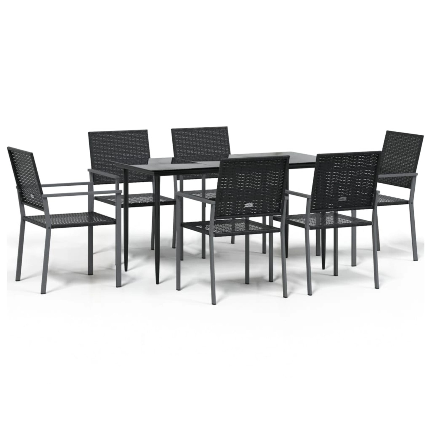 vidaXL 7-Tlg Garten-Essgruppe Poly Rattan und Stahl 3187008 günstig online kaufen