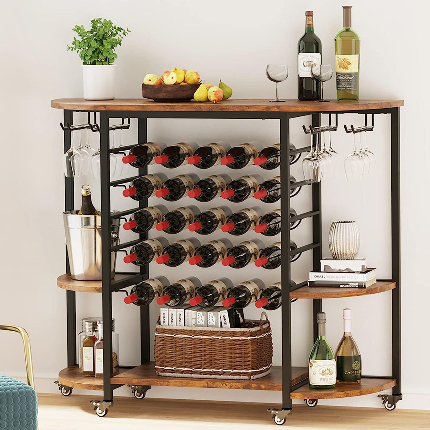 YOLEO Weinregal Weinschrank mit Rollen für günstig online kaufen