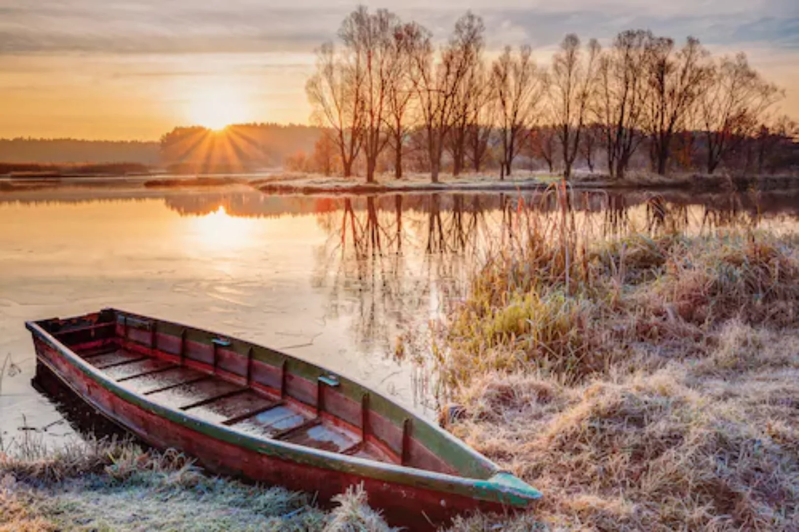 Papermoon Fototapete »Boot in Winterlandschaft« günstig online kaufen