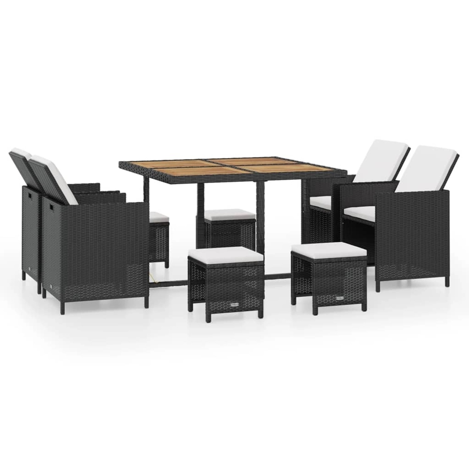 vidaXL 9-tlg Garten-Essgruppe Poly Rattan Akazienholz Schwarz Modell 1 günstig online kaufen