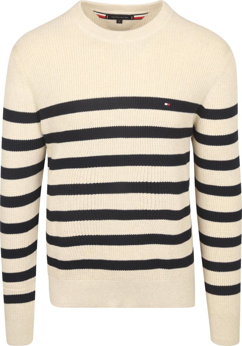 Tommy Hilfiger Sweater Ink Stripes Beige - Größe XXL günstig online kaufen