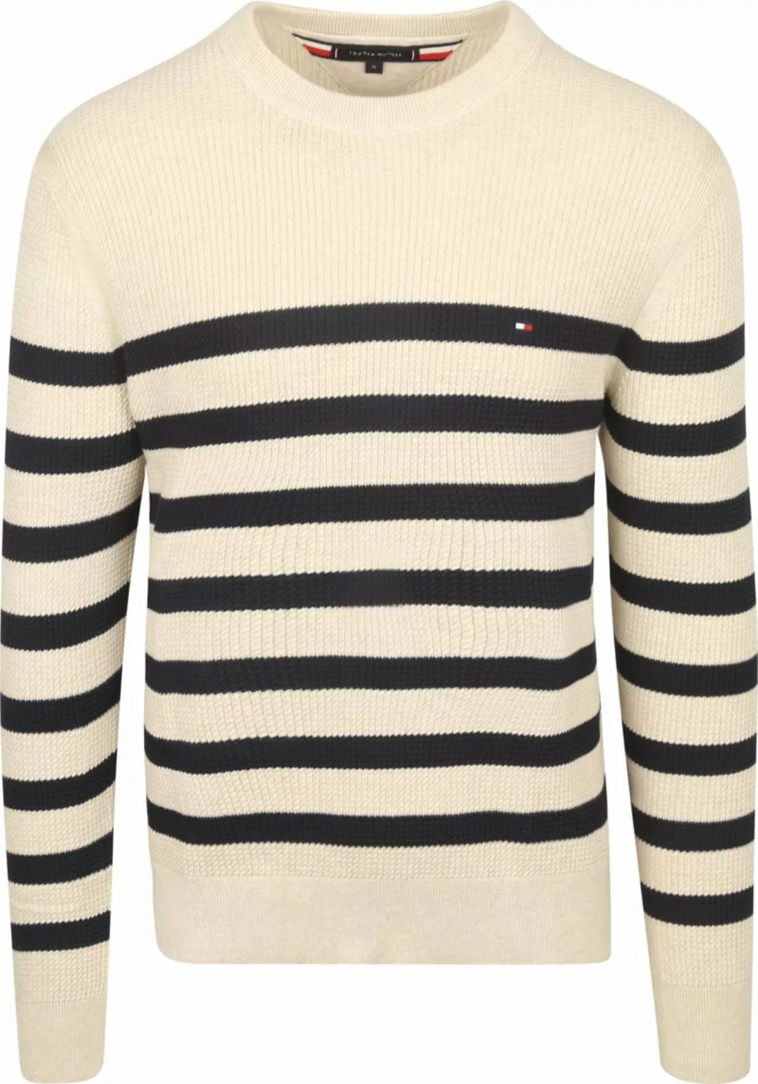 Tommy Hilfiger Strickpullover STRUCTURE CREW NK mit kontrastfarbenen Streif günstig online kaufen