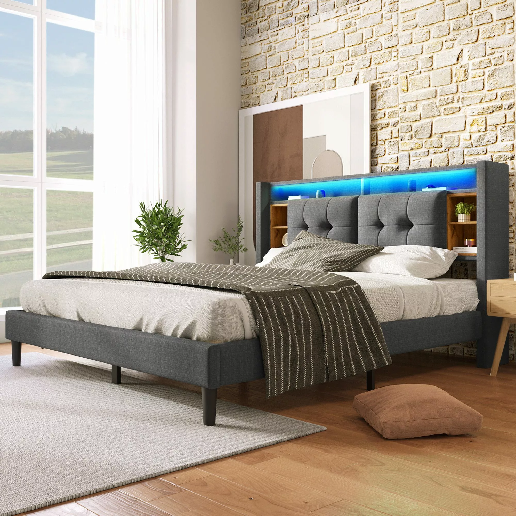 BlingBin Polsterbett Bett (Doppelbett mit LED-Beleuchtung, günstig online kaufen
