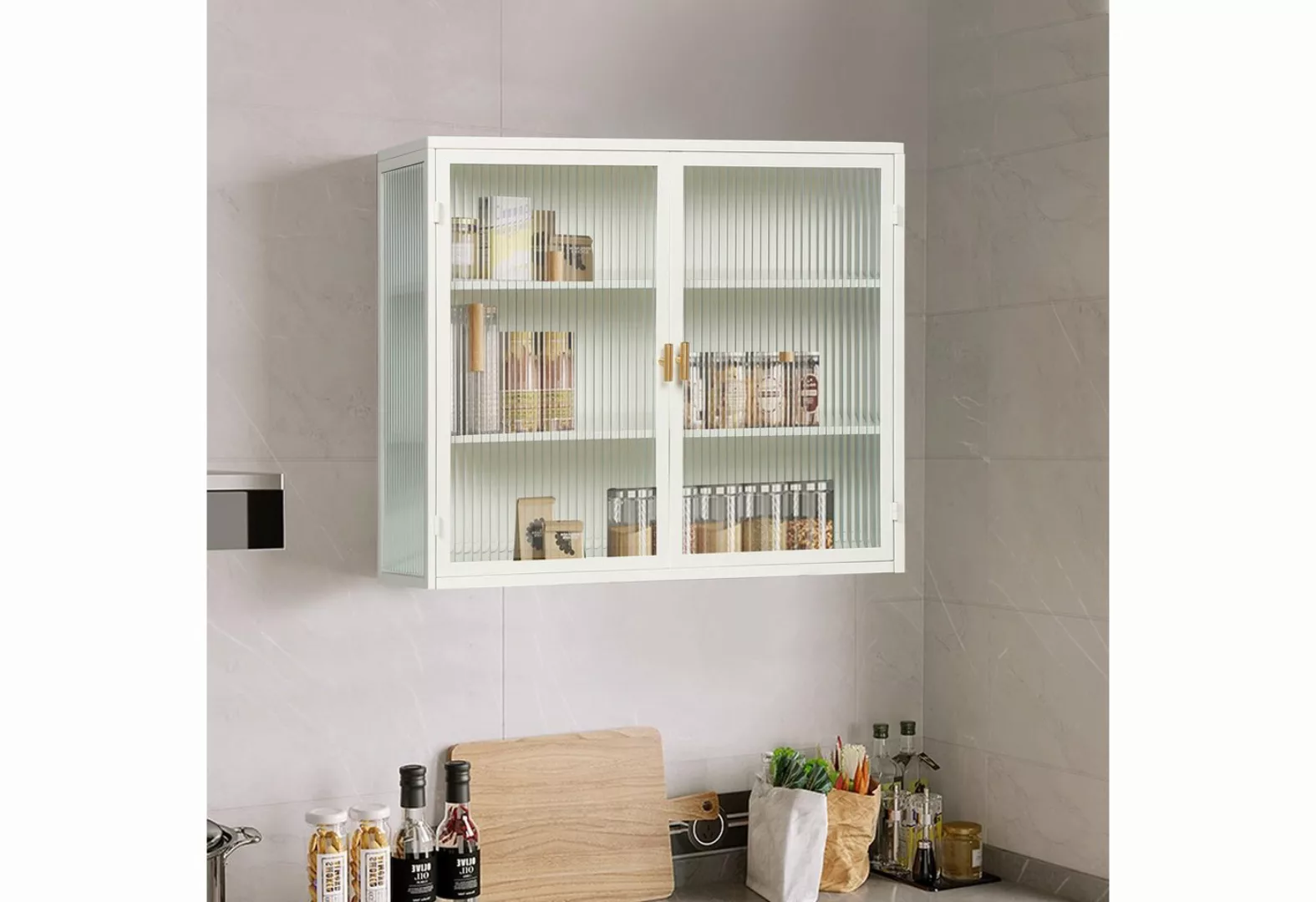 Fine Life Pro Wandhängeschrank Moderner 70 cm Wandschrank mit Glastüren und günstig online kaufen