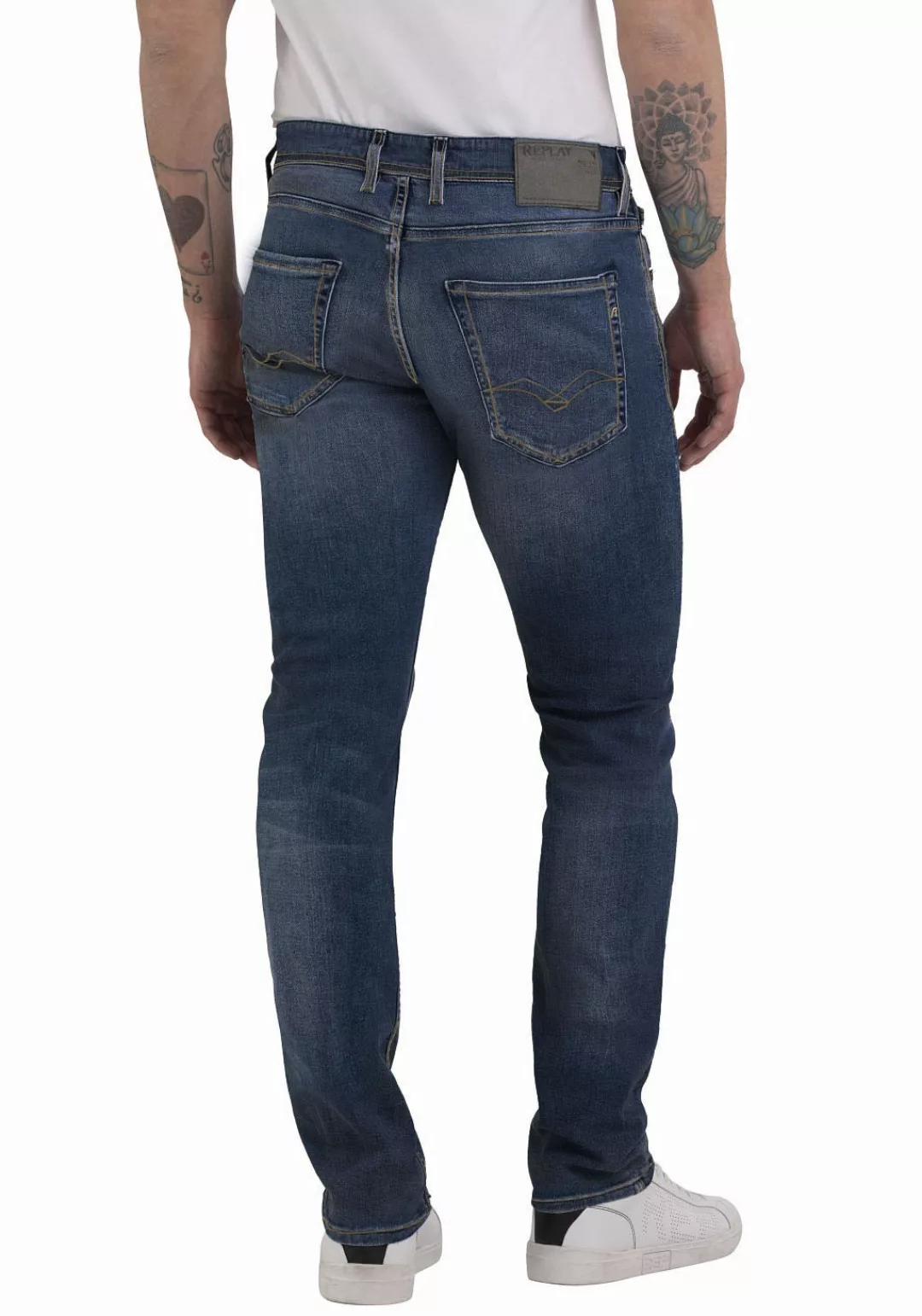 Replay Herren Jeans GROVER Straight Fit - Slim Leg - Grau - Medium Grey Den günstig online kaufen