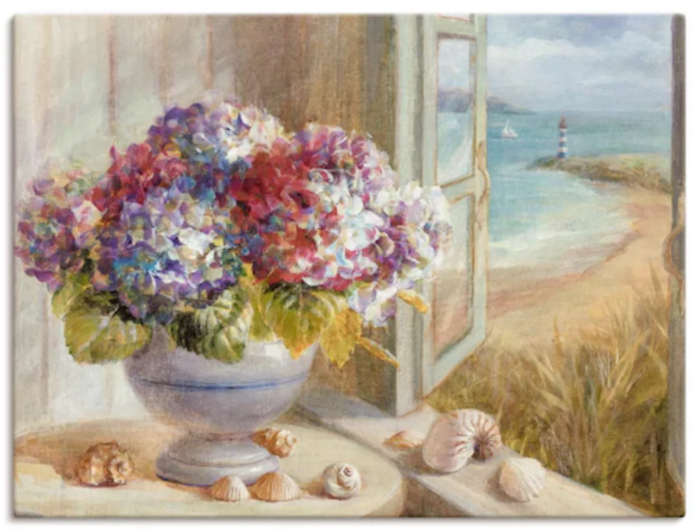 Artland Leinwandbild "Küsten Hortensie", Arrangements, (1 St.), auf Keilrah günstig online kaufen