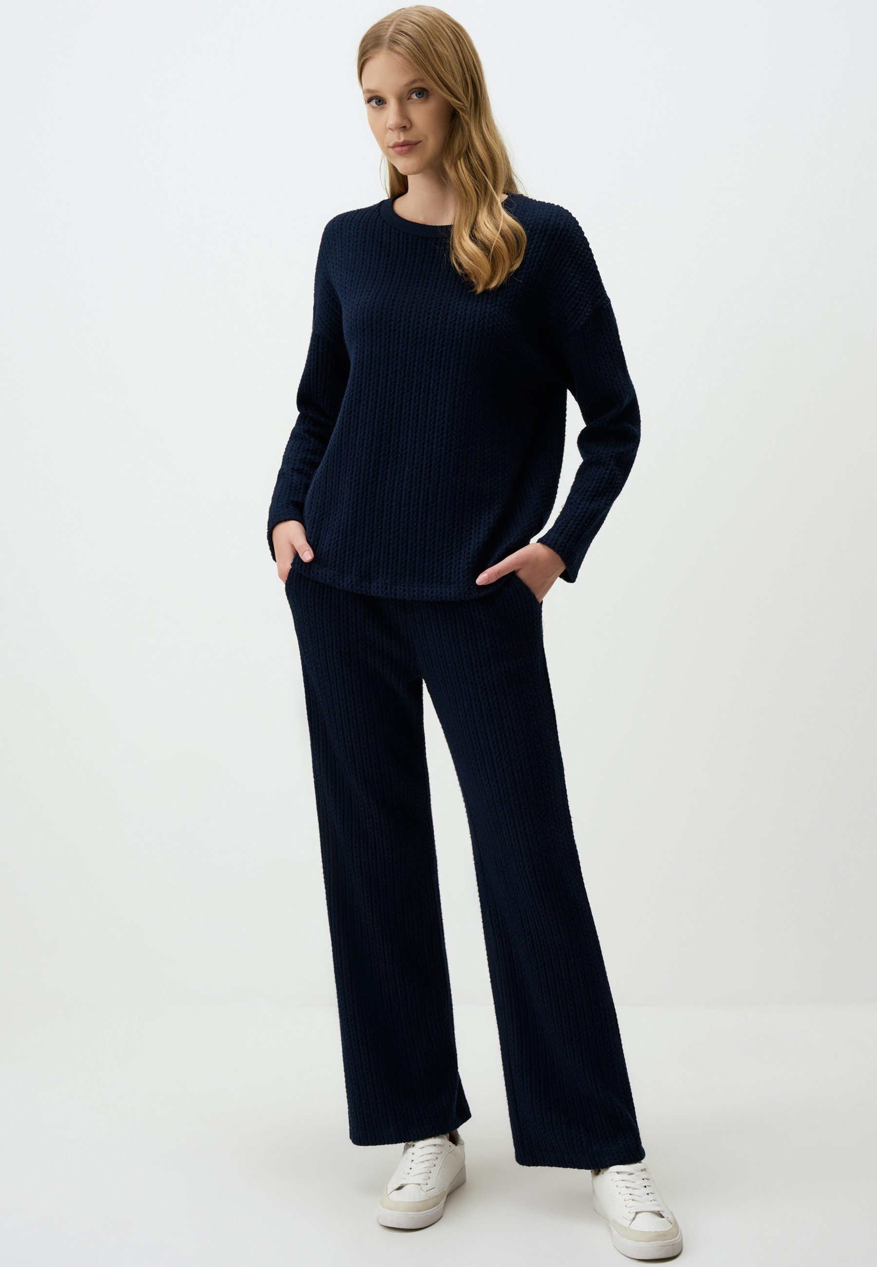 Jimmy Key Strickhose Marineblaue Strickhose Mit günstig online kaufen