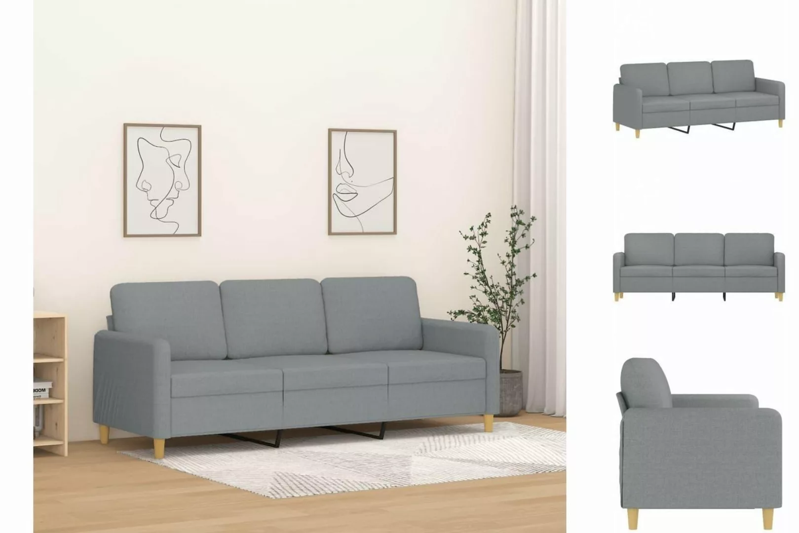 vidaXL Sofa 3-Sitzer-Sofa Hellgrau 180 cm Stoff günstig online kaufen