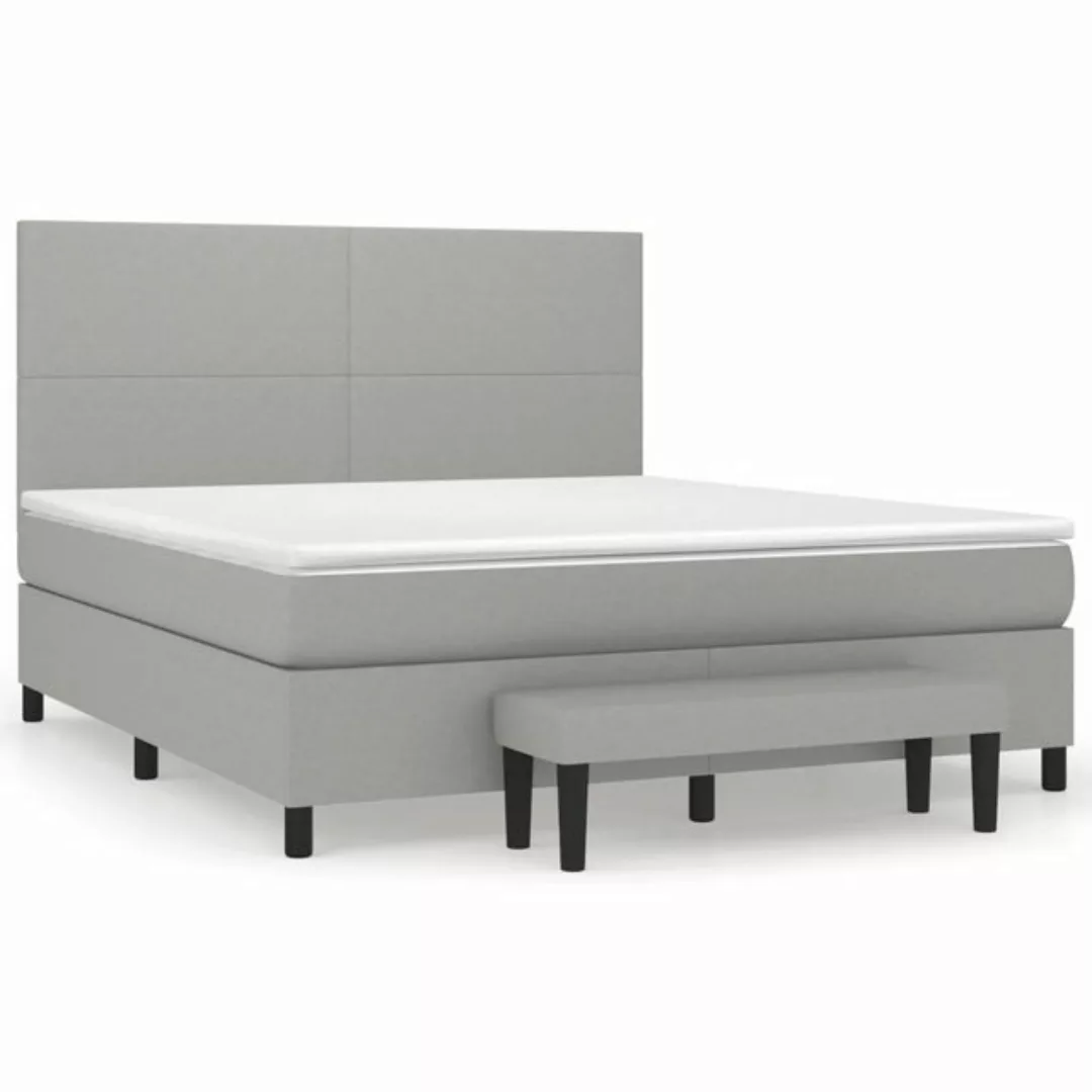 furnicato Bett Boxspringbett mit Matratze Hellgrau 180x200 cm Stoff günstig online kaufen