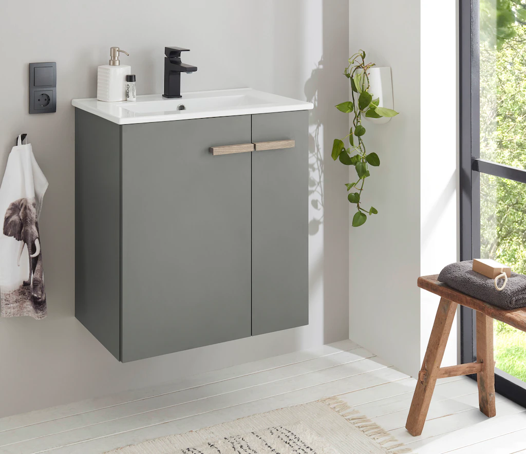 Places of Style Waschtisch »SOLiD, Unterschrank inkl. Waschbecken, Badschra günstig online kaufen