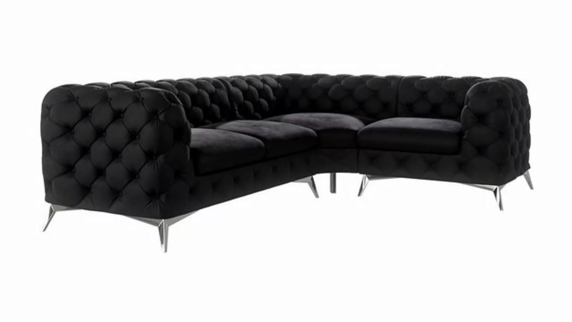 S-Style Möbel Ecksofa Chesterfield mit Ottomane Kalina mit Silber Metall Fü günstig online kaufen