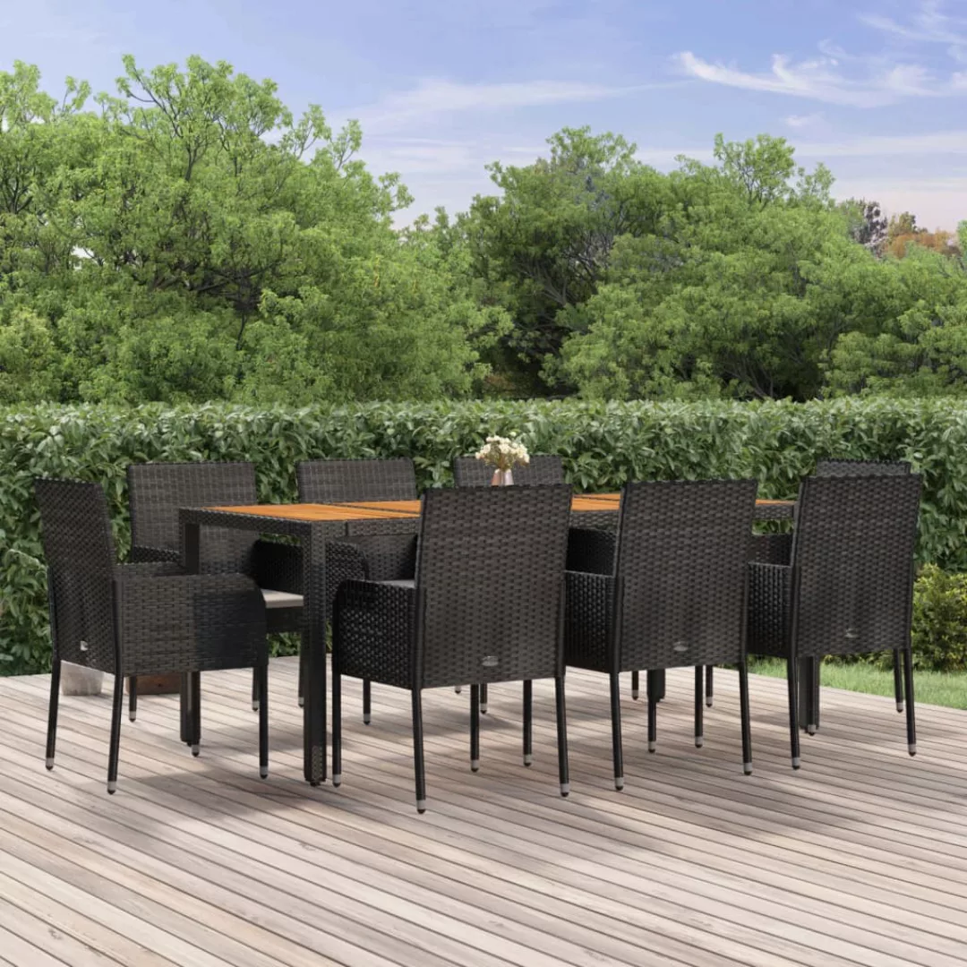 Vidaxl 9-tlg. Garten-essgruppe Mit Kissen Schwarz Poly Rattan günstig online kaufen