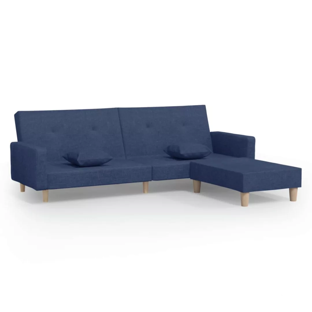 Vidaxl Schlafsofa 2-sitzer Mit Fußhocker Blau Stoff günstig online kaufen