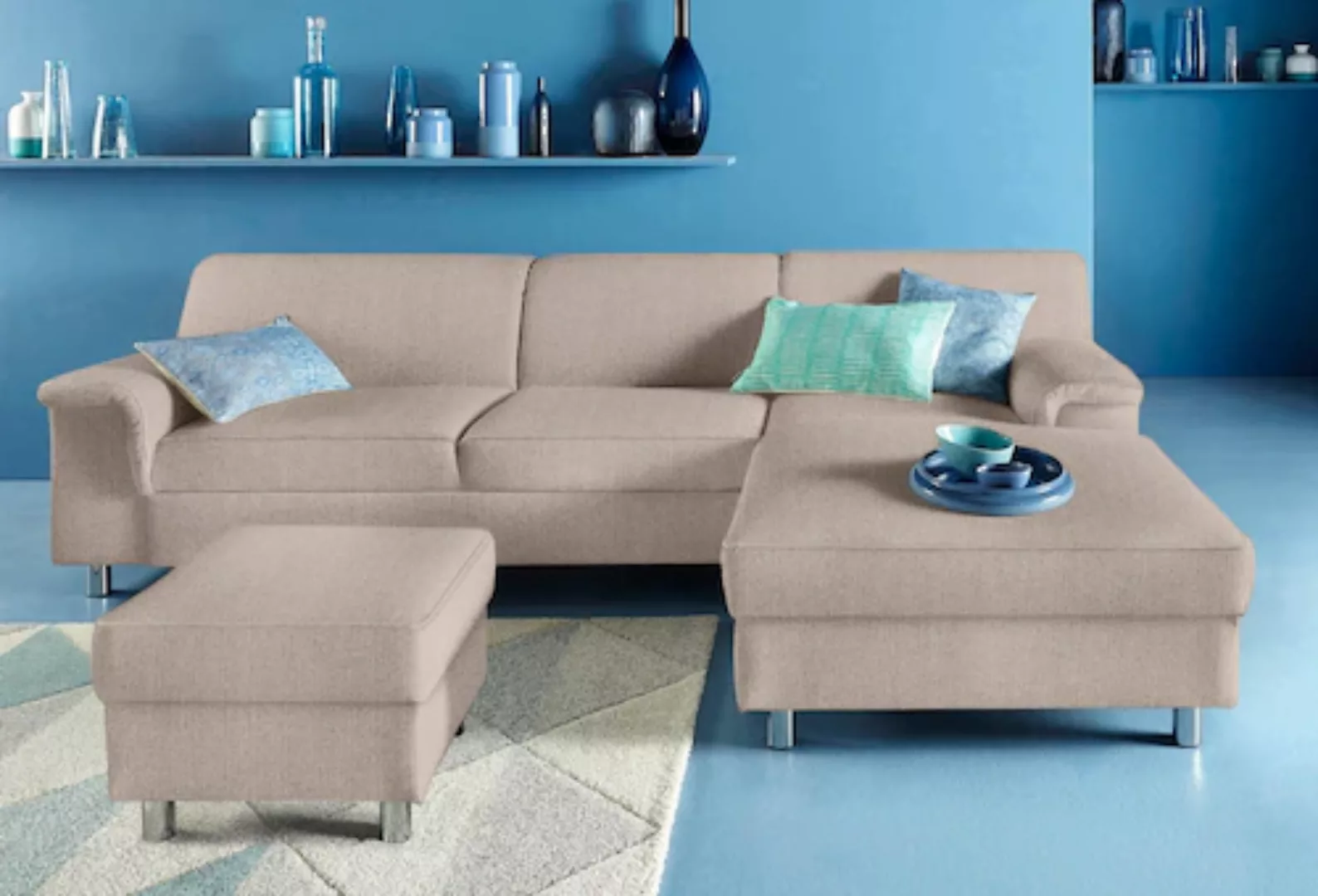 INOSIGN Ecksofa "Jamie, modern und elegant, Fußhöhe 9cm, L-Form,", wahlweis günstig online kaufen