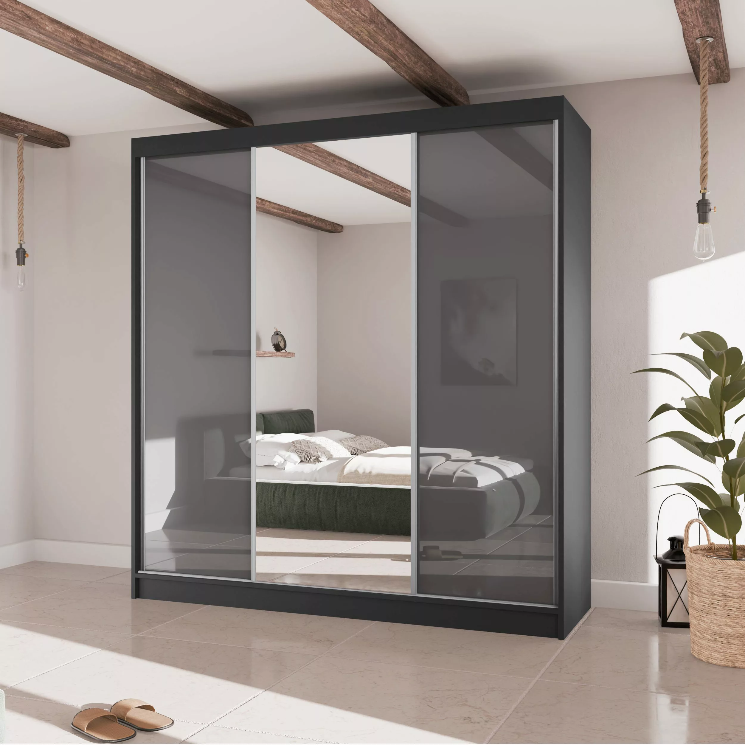 Beautysofa Kleiderschrank VELIS II Breite: 200cm, günstig online kaufen