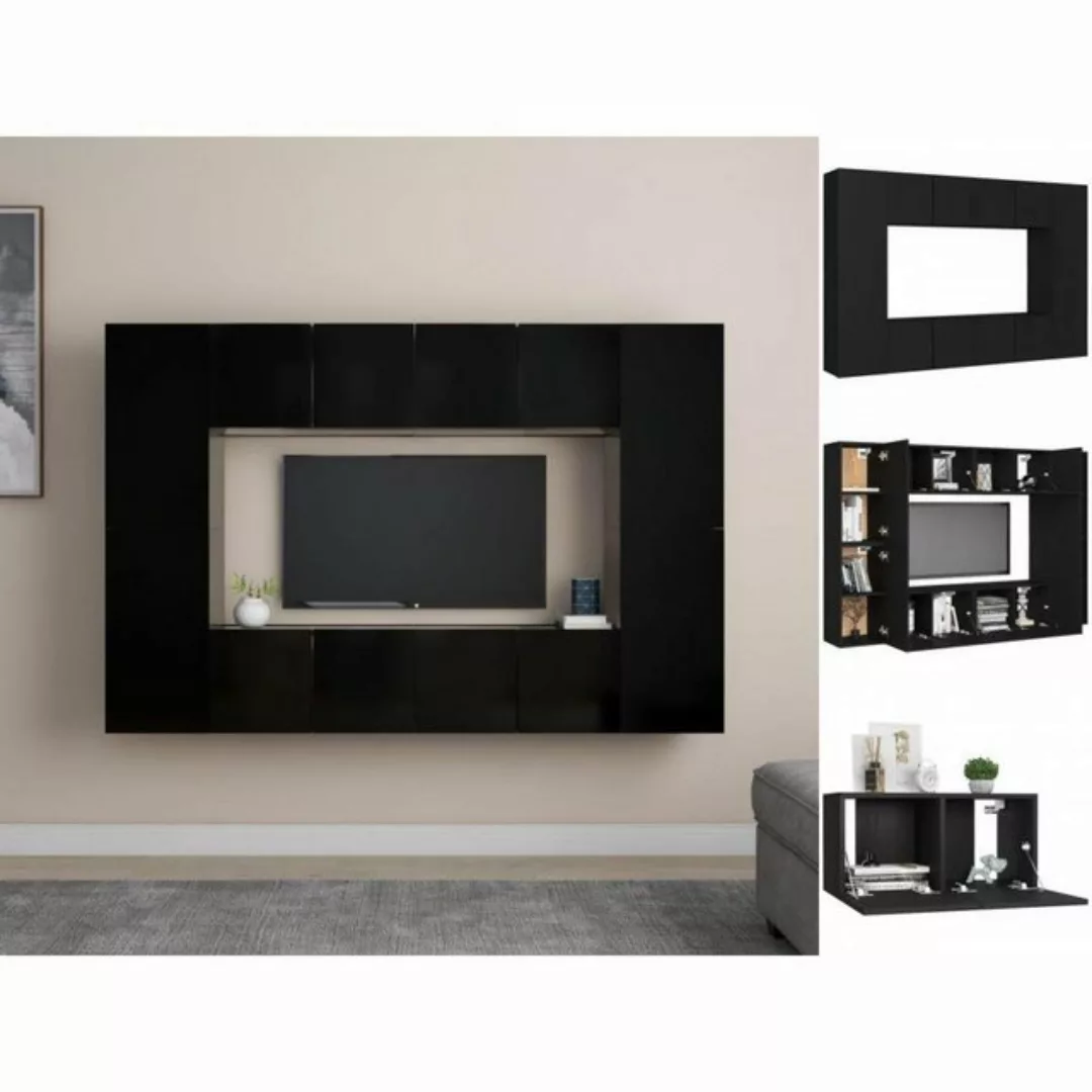 vidaXL TV-Schrank 8-tlg TV-Schrank-Set Schwarz Spanplatte günstig online kaufen