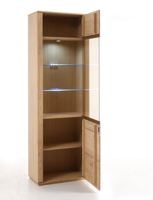 expendio Vitrine Senta 4 Eiche bianco teilmassiv 69x209x38 cm vormontiert B günstig online kaufen