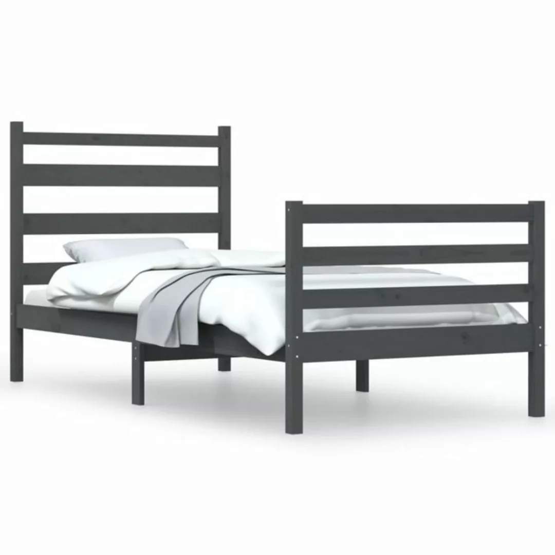 furnicato Bett Massivholzbett Kiefer 90x200 cm Grau günstig online kaufen