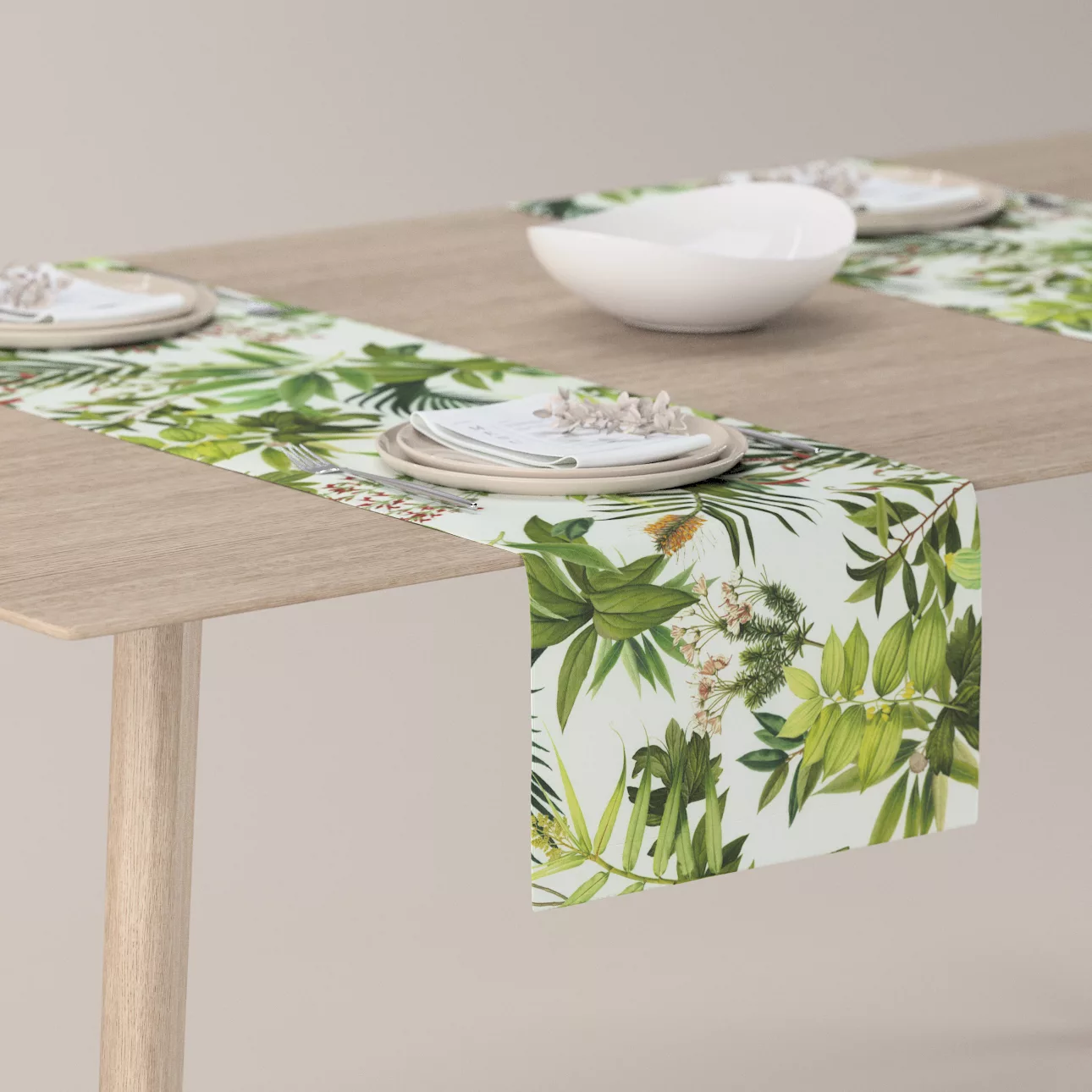Tischläufer, grün-weiß, 40 x 130 cm, Flowers (143-69) günstig online kaufen
