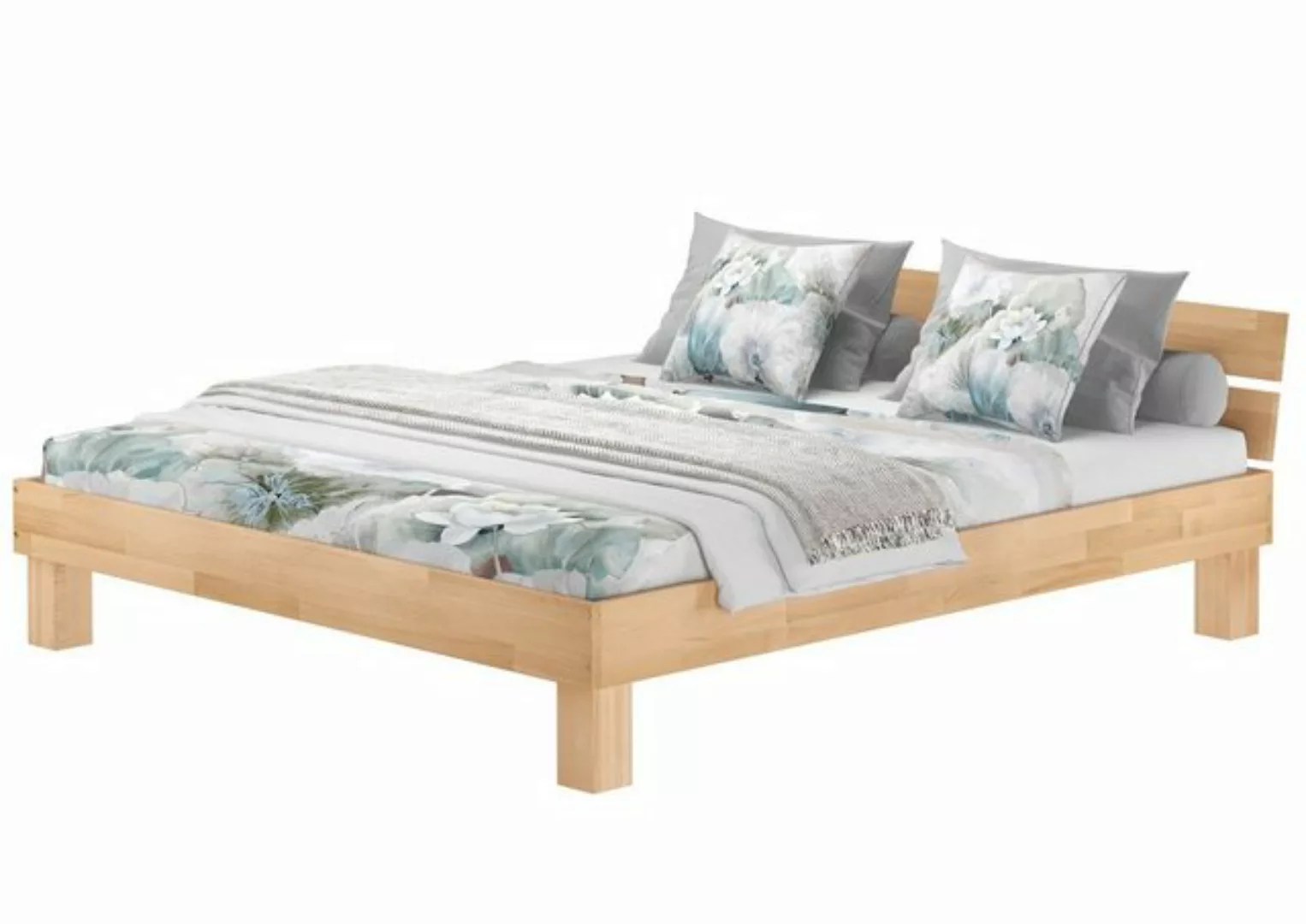 ERST-HOLZ Bett Doppelbett Kingsize-Bett Buche massiv geölt 200x200, Buchege günstig online kaufen