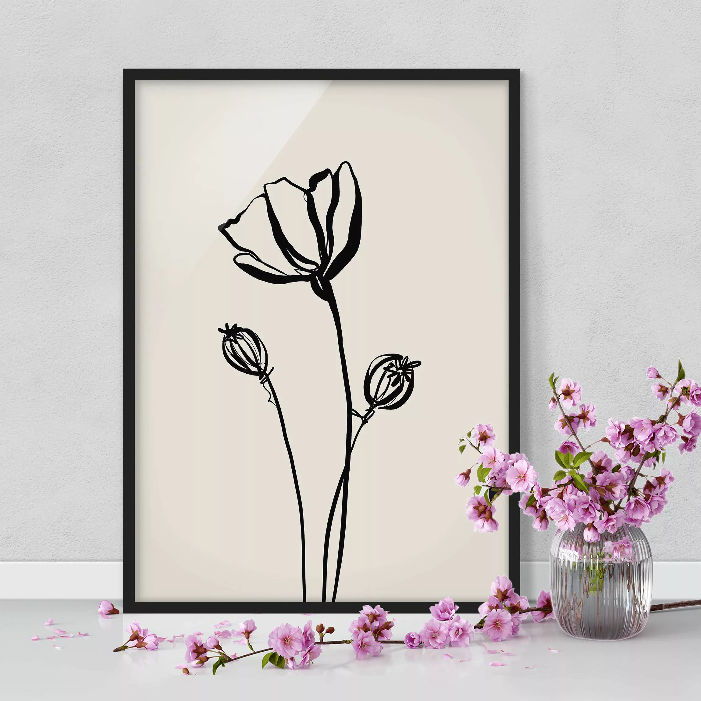 Bild mit Rahmen Mohn Illustration II günstig online kaufen