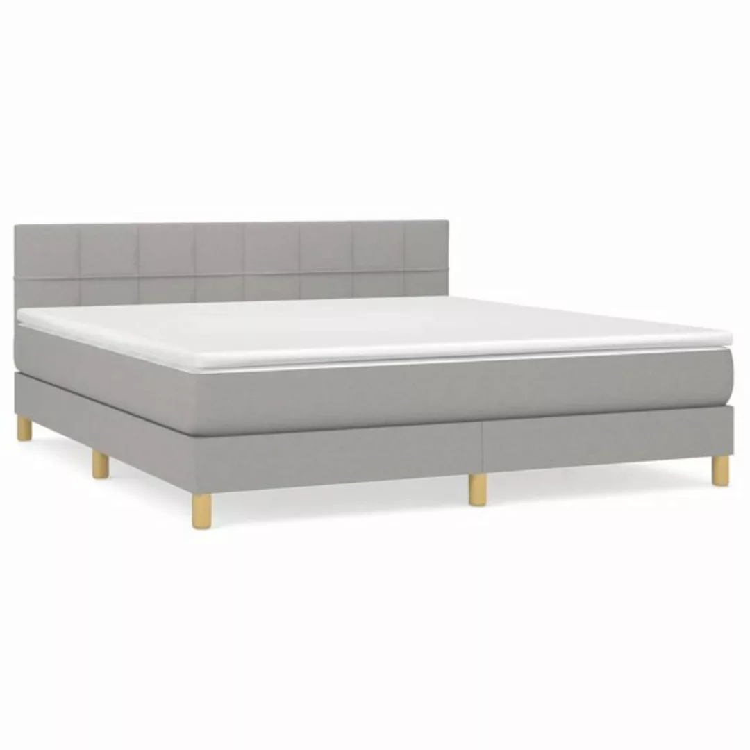 vidaXL Boxspringbett Boxspringbett mit Matratze Hellgrau 160x200 cm Stoff B günstig online kaufen