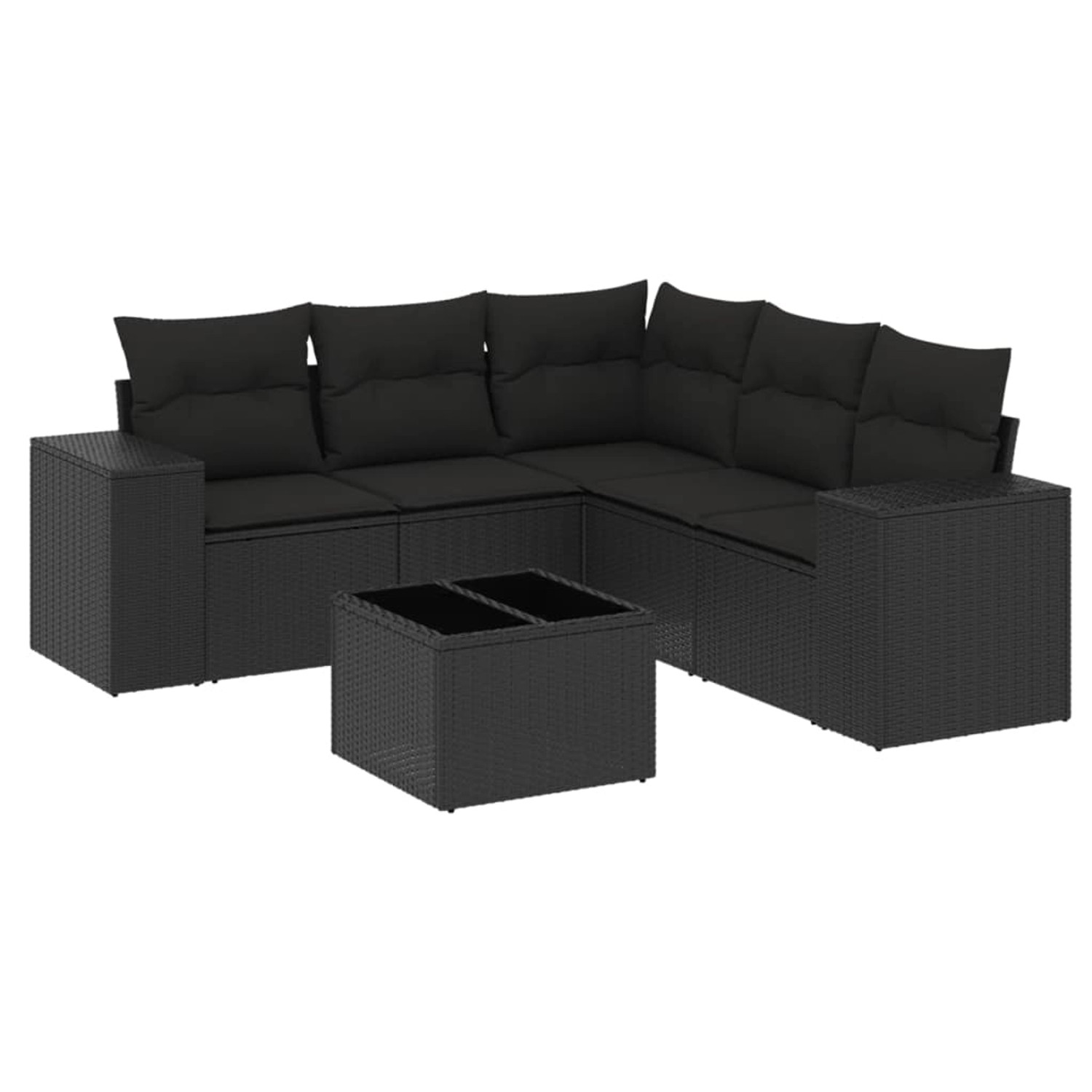 vidaXL 6-Tlg Garten-Sofagarnitur mit Kissen Schwarz Poly Rattan 3222554 günstig online kaufen